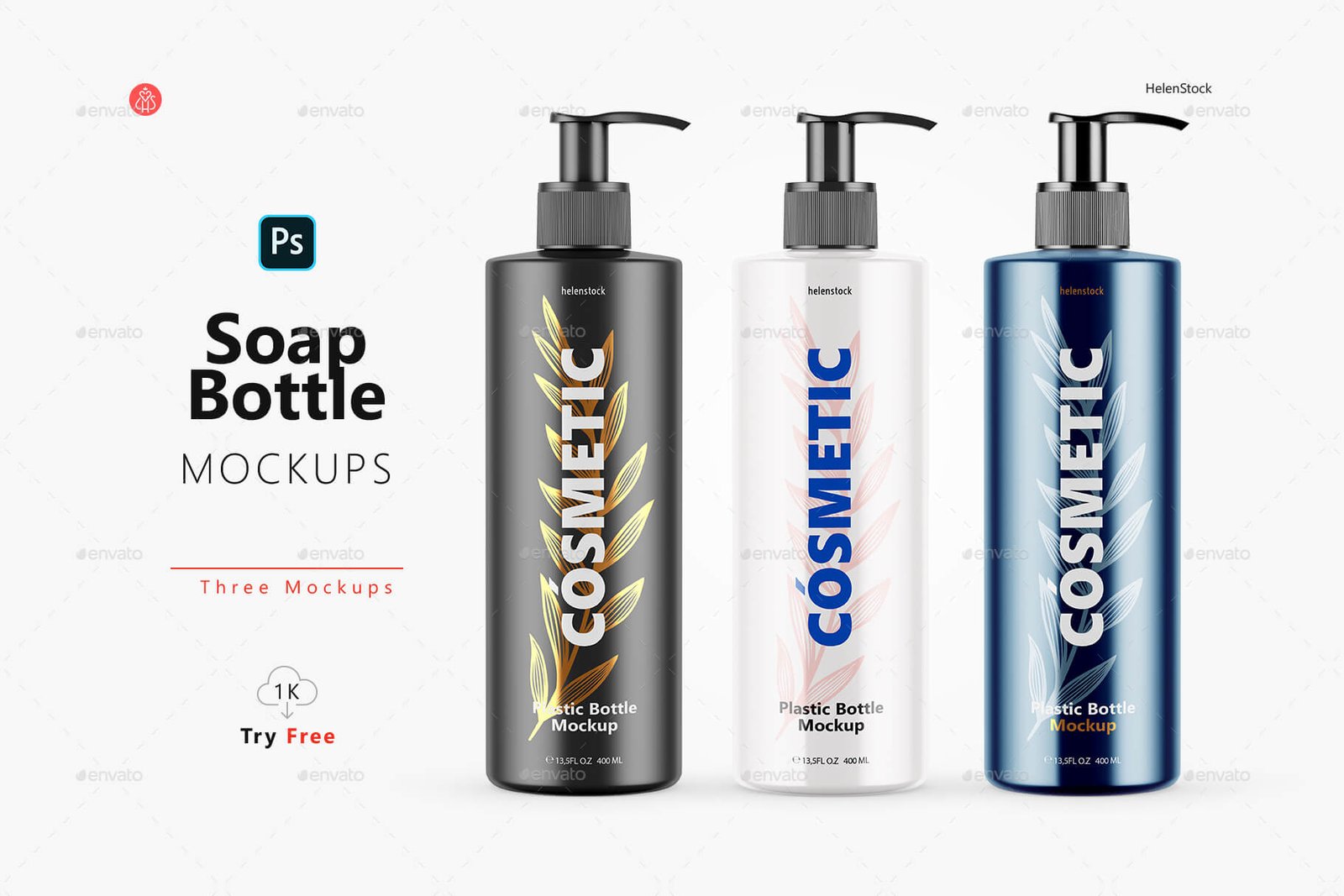 Soap Bottle Mockups - Front View