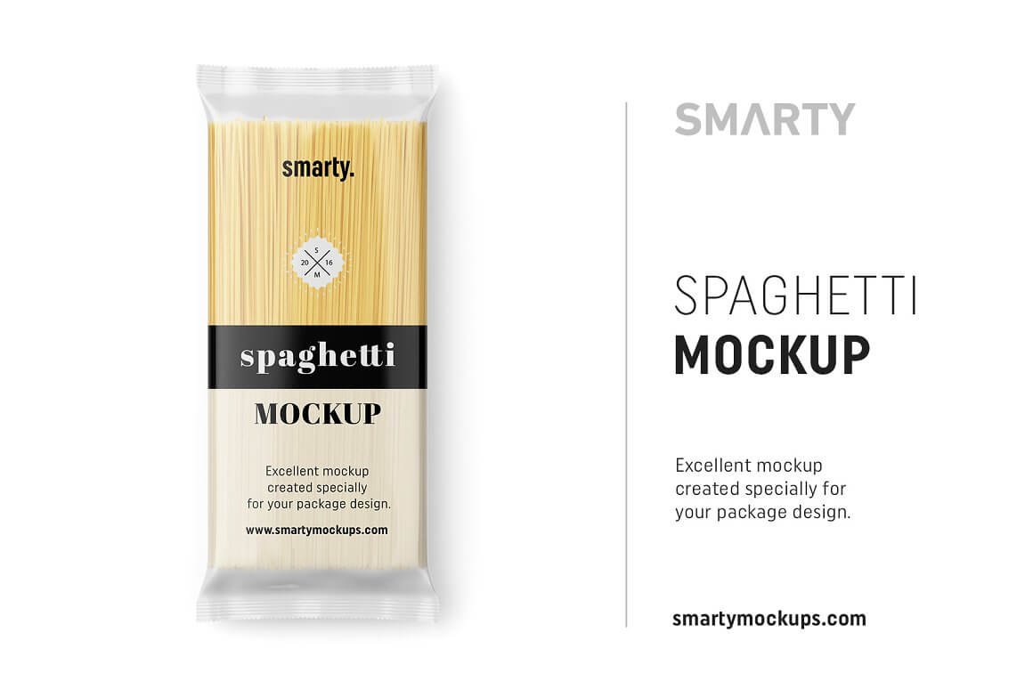 Spaghetti pasta package mockup