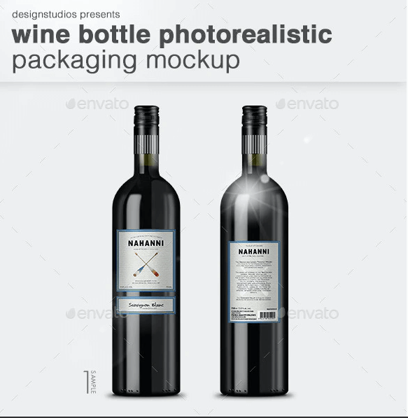 Wine Bottle Photorealistic Packaging Mock-Up