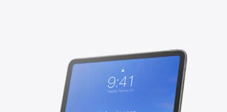 iPad Pro Vertical Mockup - Half Side View