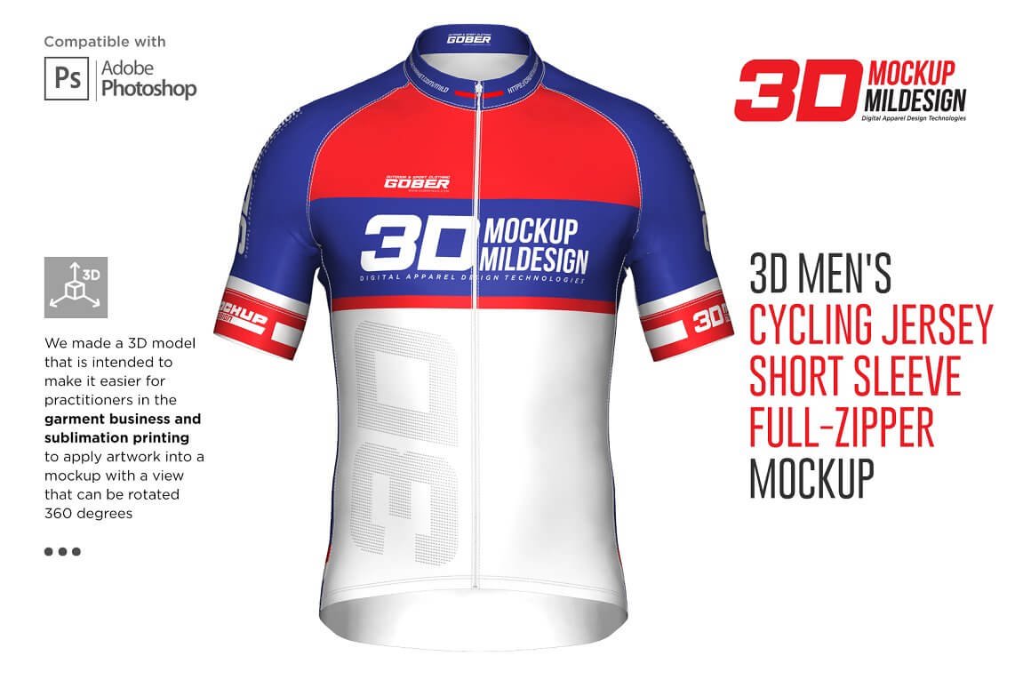 3D Men's Cycling Jersey Fullzip SS