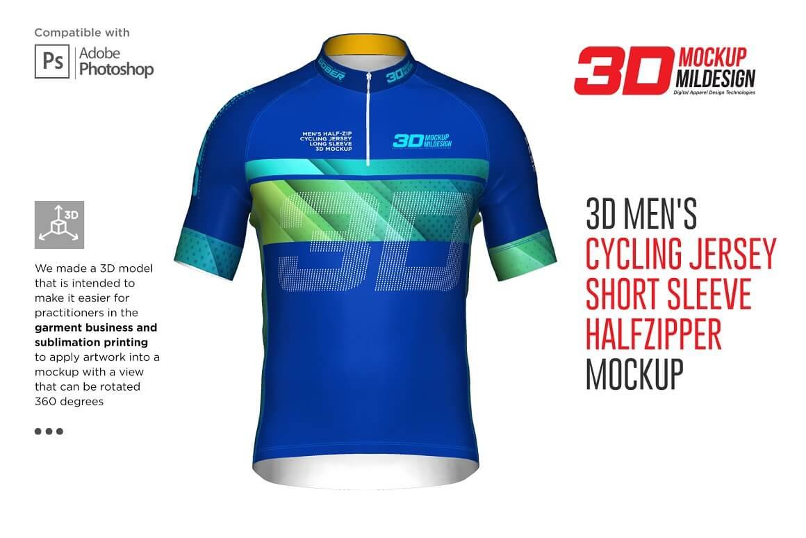 3D Men's Cycling Jersey Half-zip SS