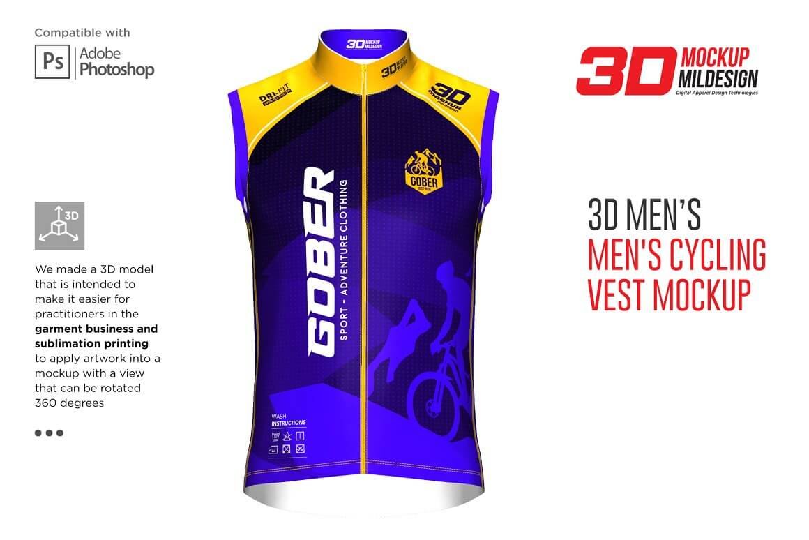 3D Men's Cyling Vest Mockup