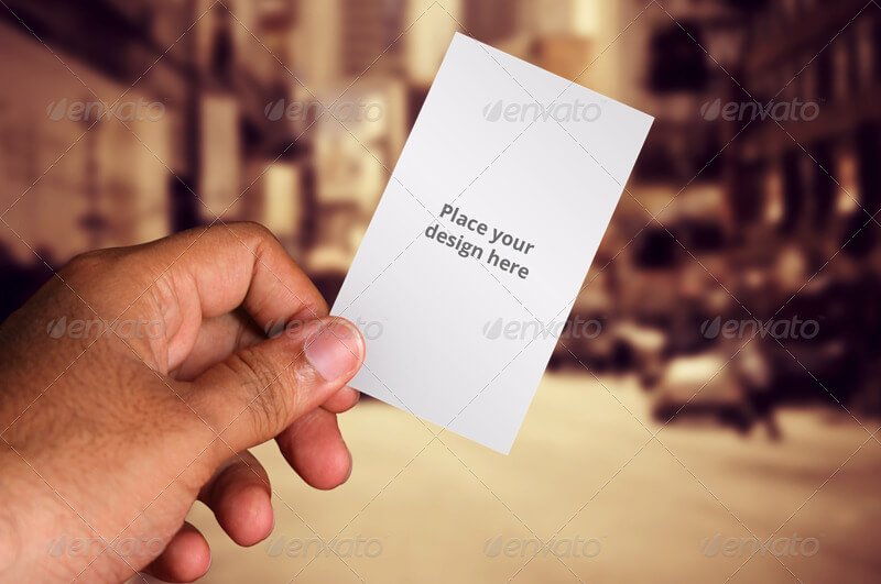 4 Real Hand Business Card Mockup