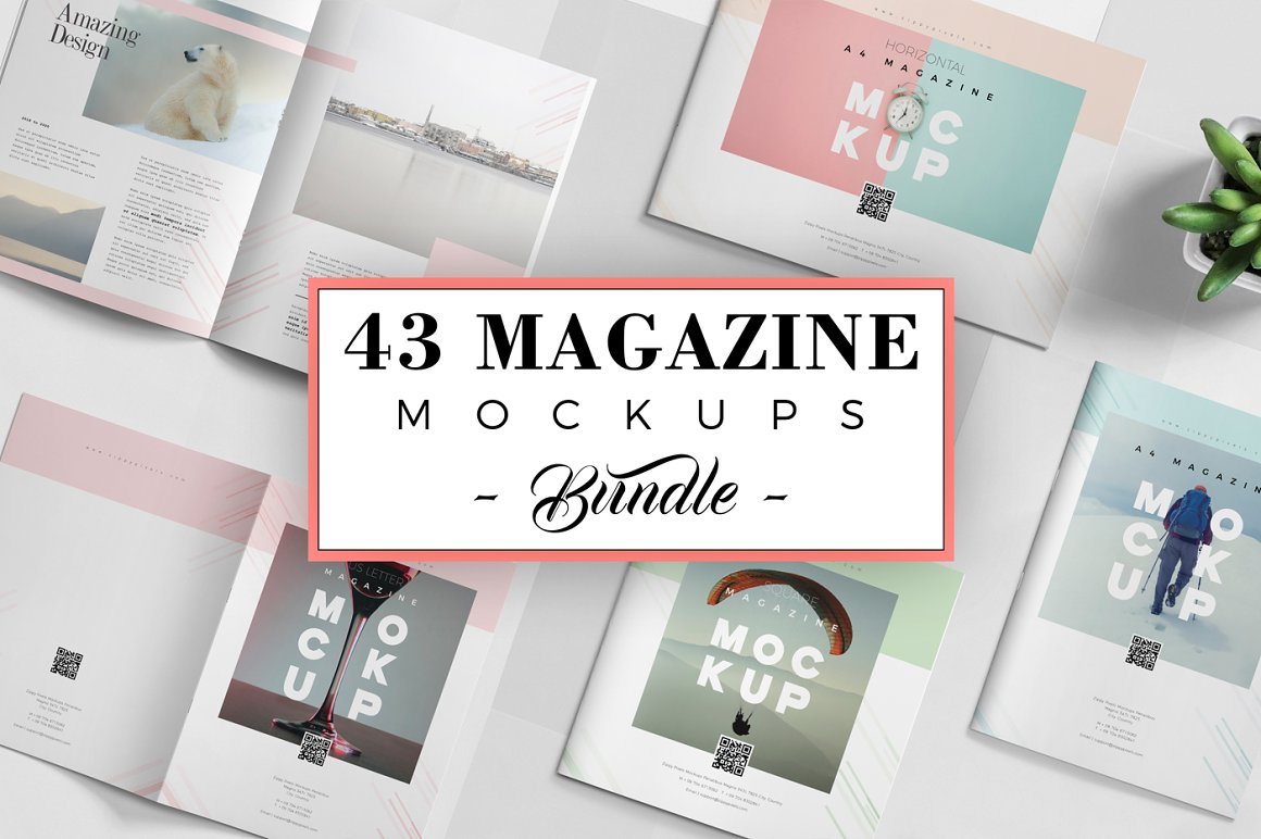 43 Magazine Mockups Bundle