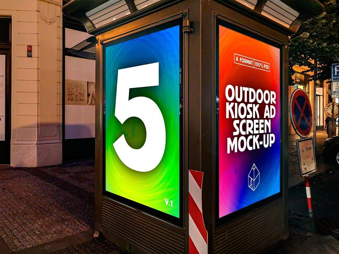 5 Outdoor Kiosk Ad Screen MockUps 1