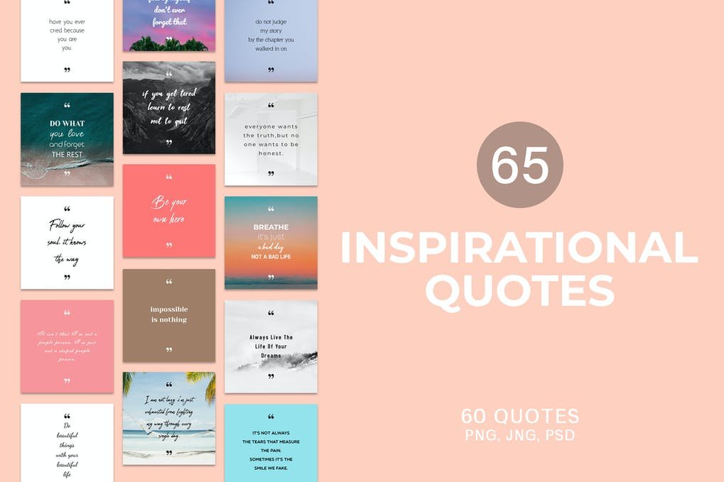 65 Inspirational Socail Media Quotes Pack