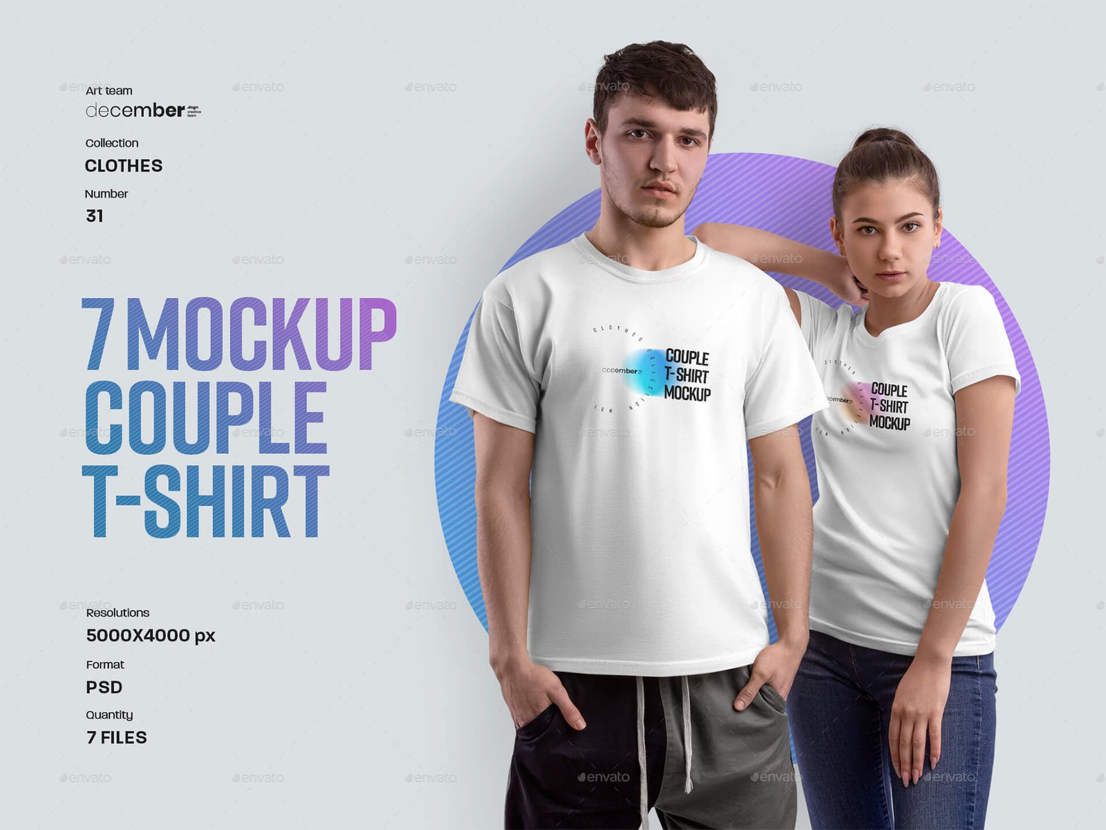 7 Mockups Couple T-Shirt
