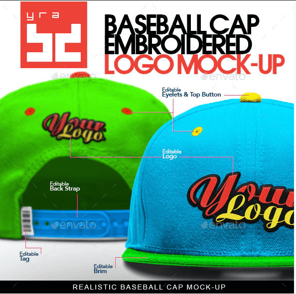 Baseball Cap - Embroidered Logo Mockup