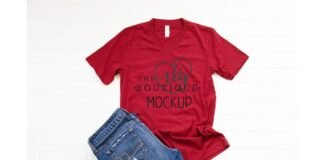 Bella + Canvas Red 3005 Shirt Mockup