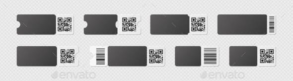 Blank Black and White Ticket Template Mockup with