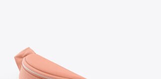 Bum Bag Mockup - Front Half-Side High-Angle View - Fanny Pack