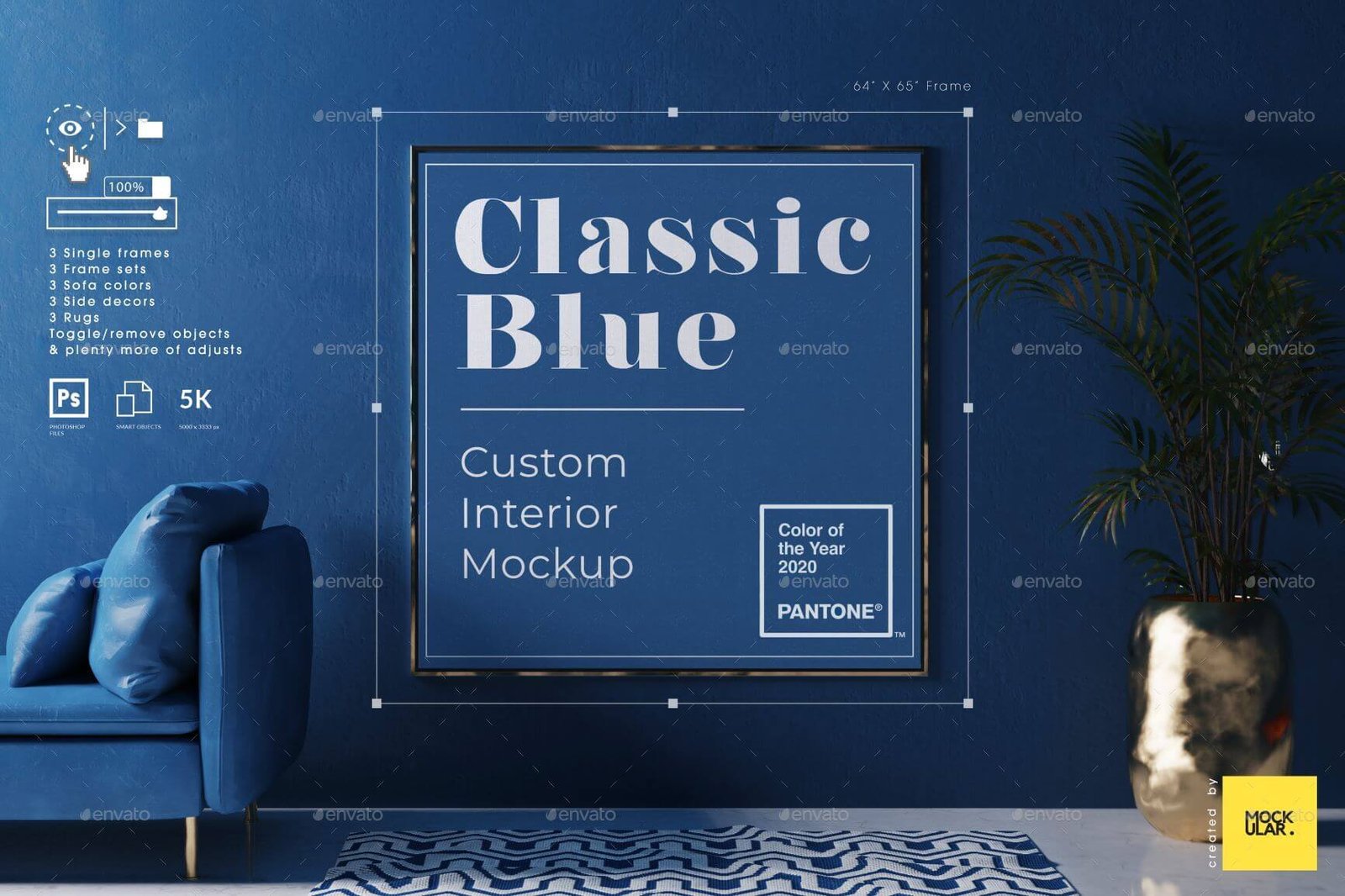 Classic Blue Interior Mockup