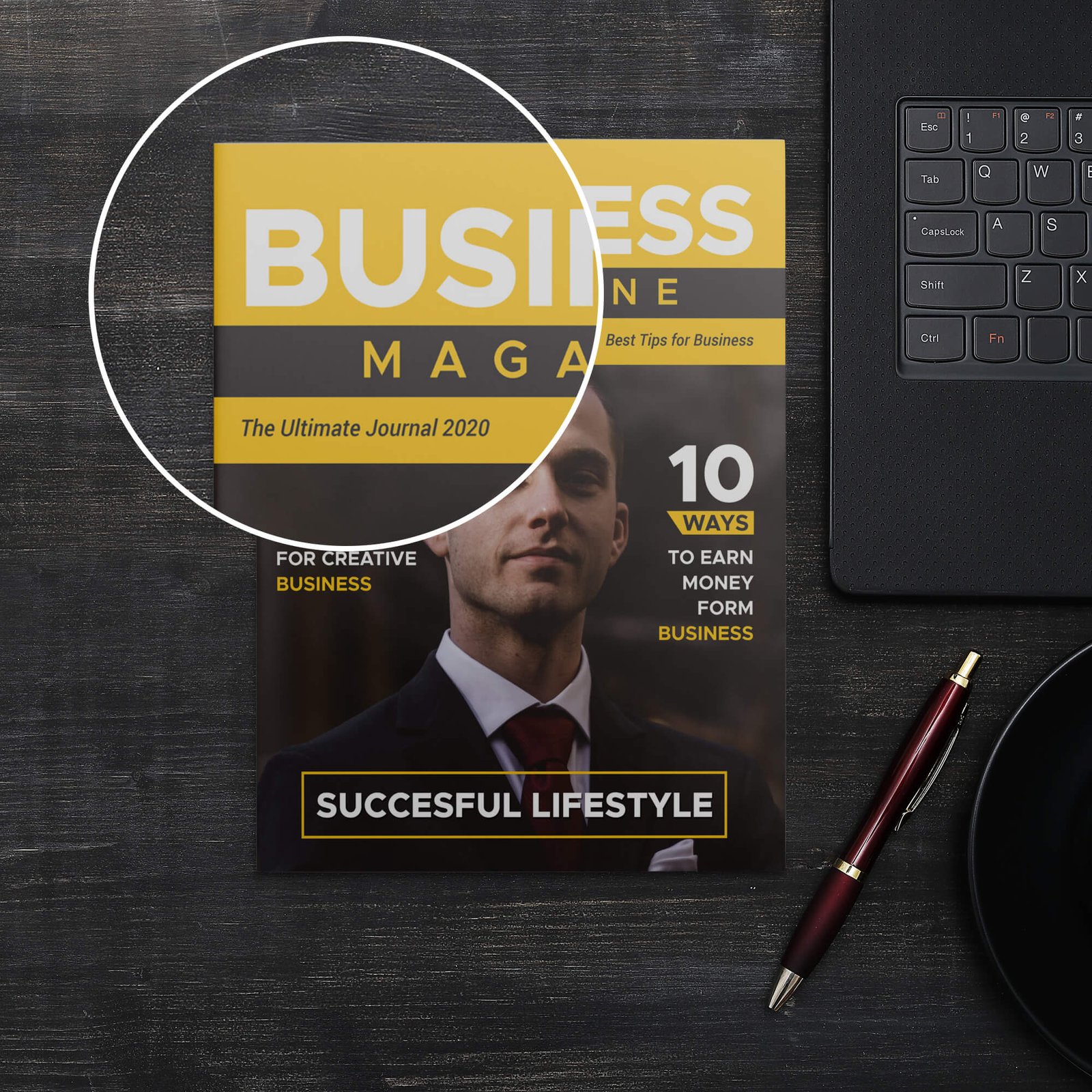 Close Up Of a Free A4 Magazine Mockup PSD Template