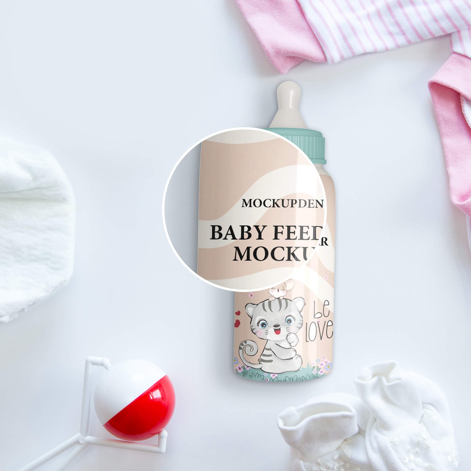 Close Up Of a Free Baby Feeder Mockup PSD Template