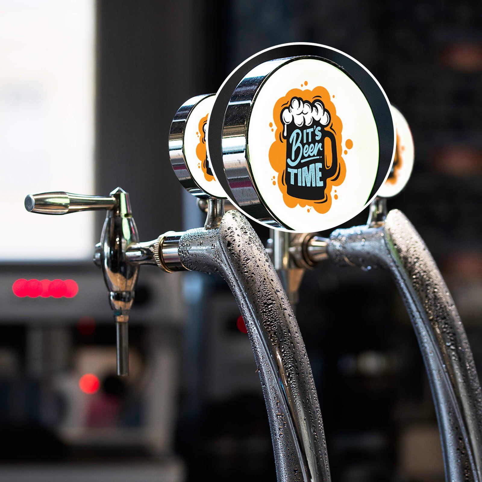 Close Up Of a Free Beer Tap Mockup PSD Template