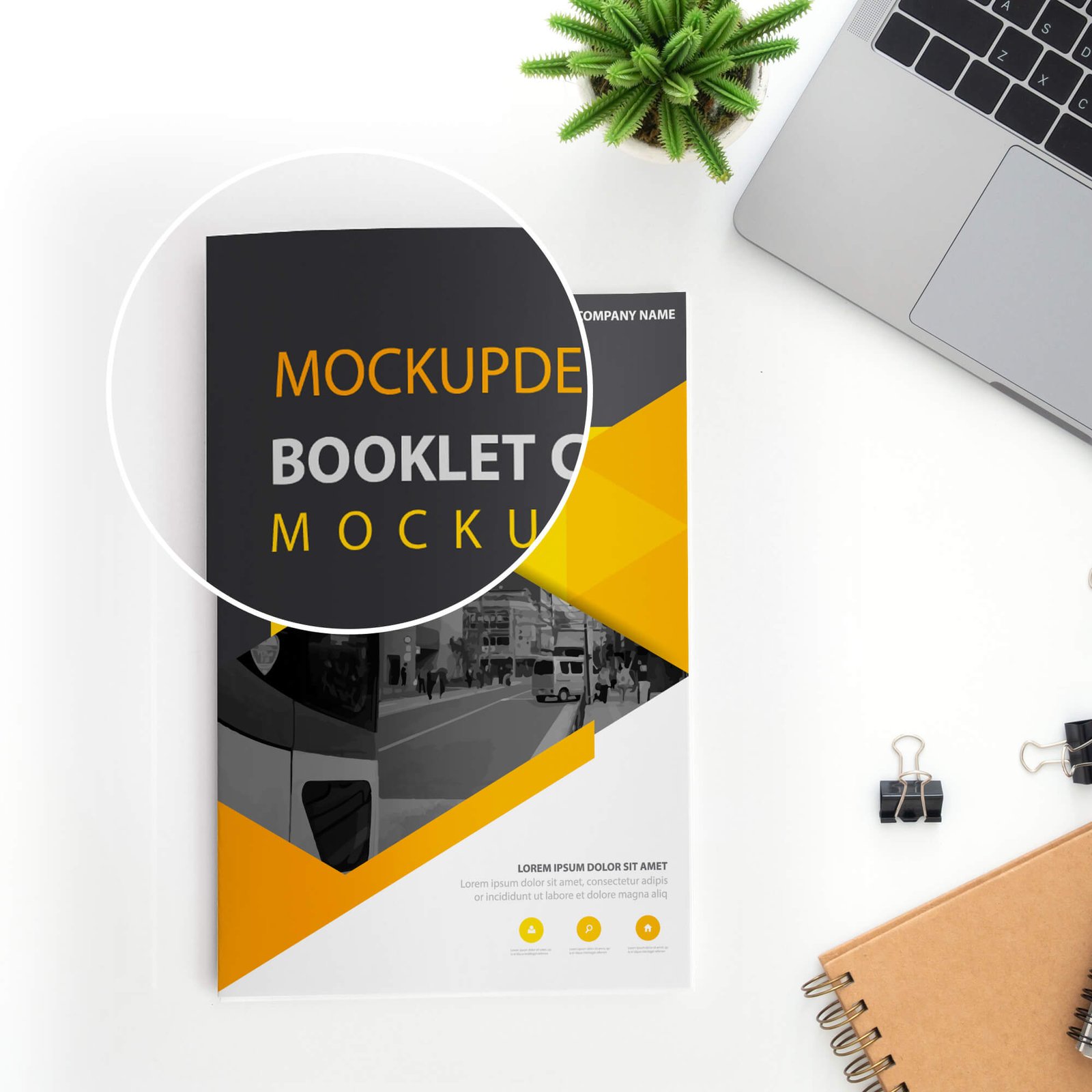 Close Up Of a Free Booklet Cover Mockup PSD Template