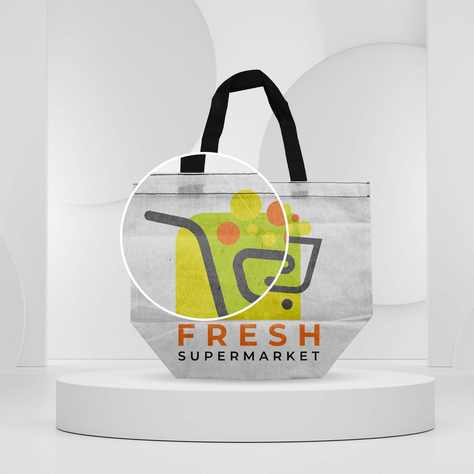 Close Up Of a Free Canvas Tote Bag Mockup PSD Template