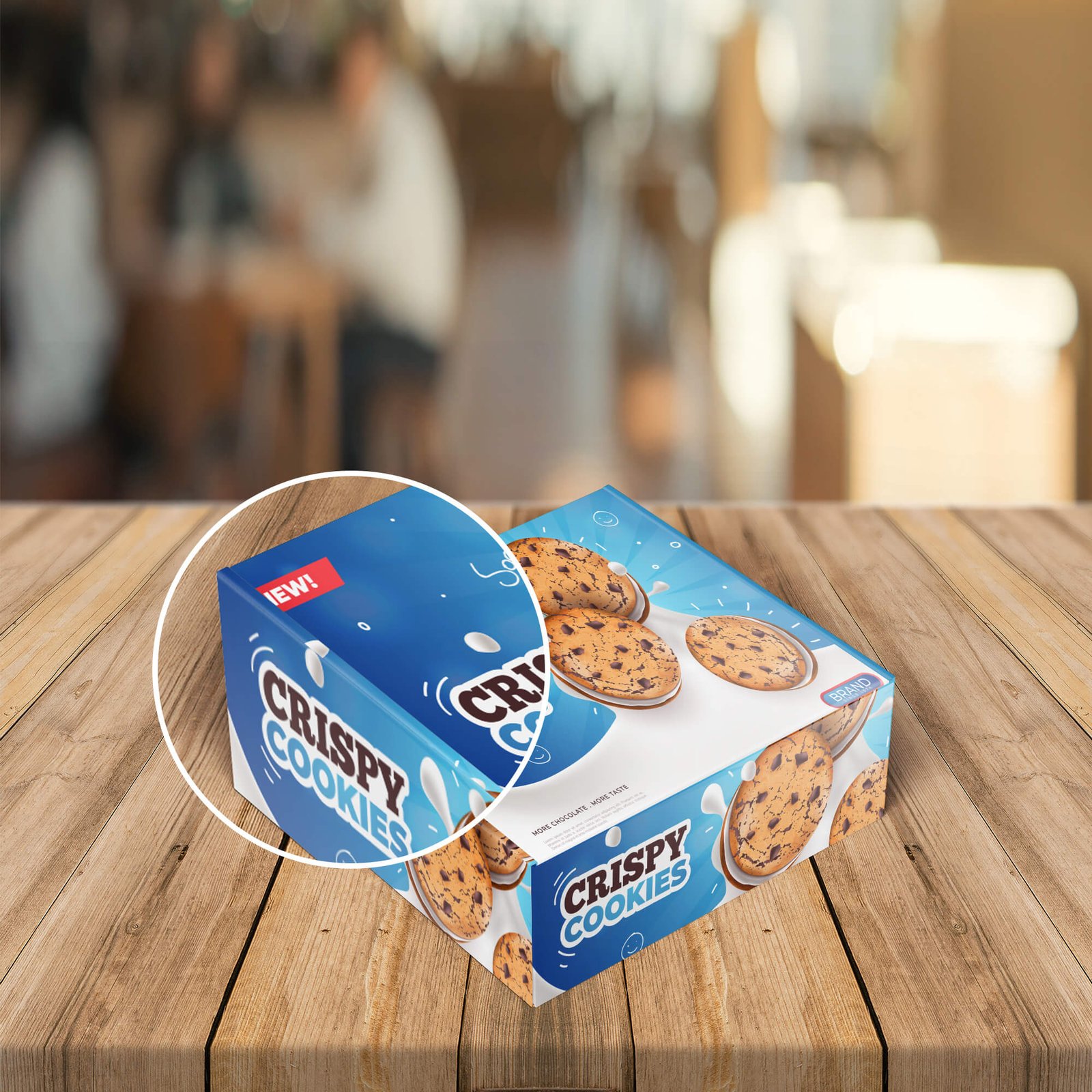 Close Up Of a Free Cookie Box Mockup PSD Template
