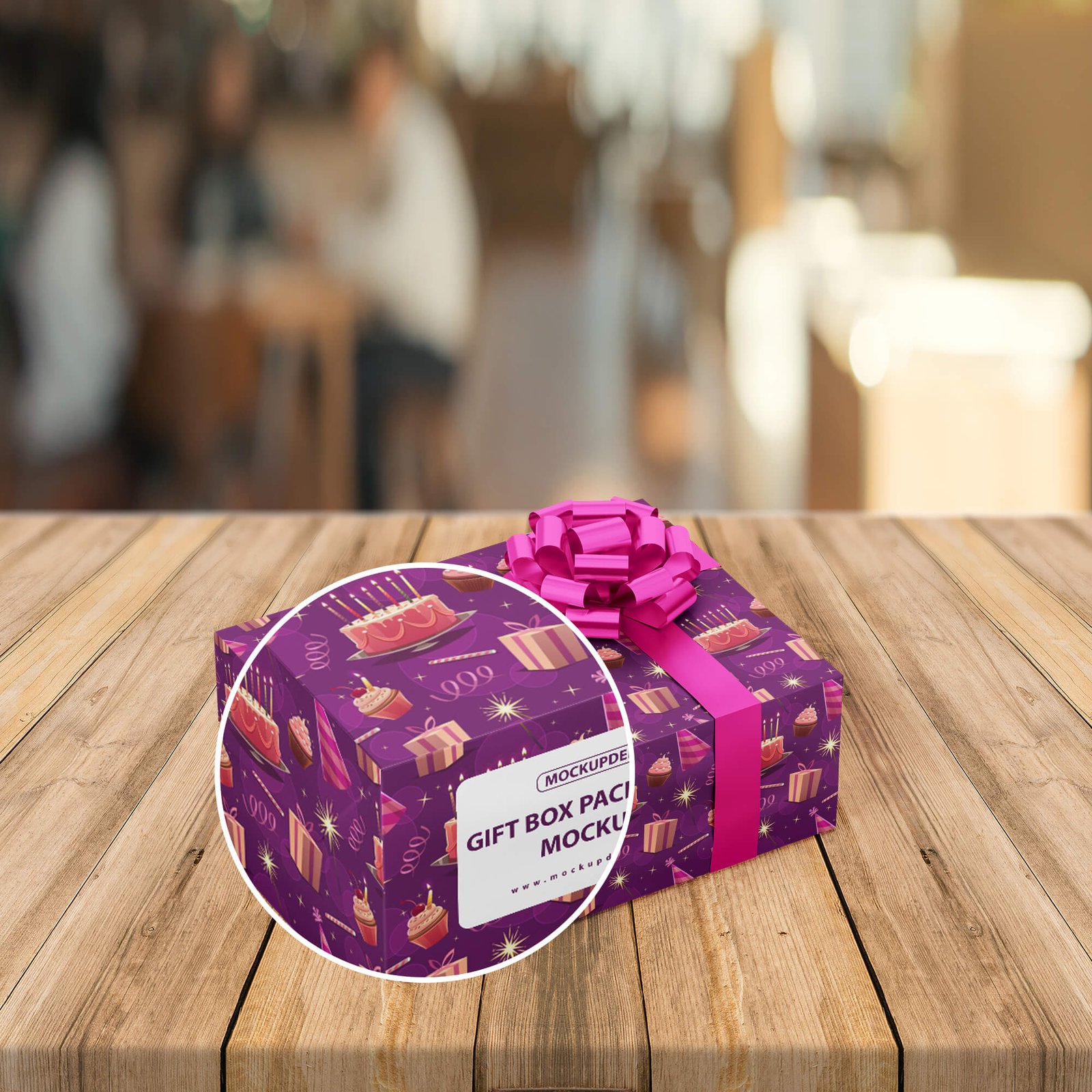 Close Up Of a Free Gift Box Packaging Mockup PSD Template