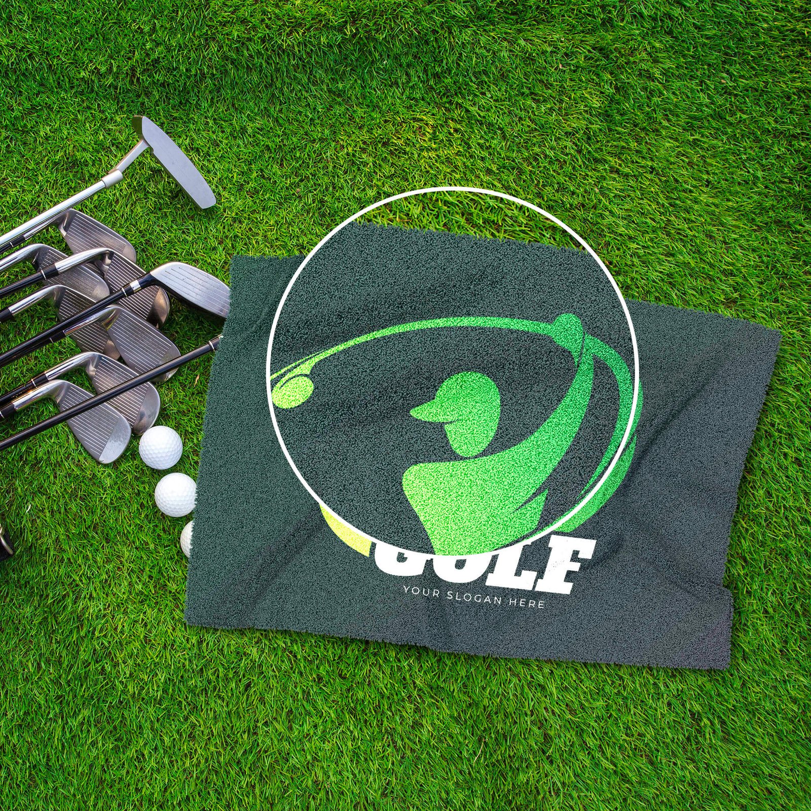 Close Up Of a Free Golf Towel Mockup PSD Template