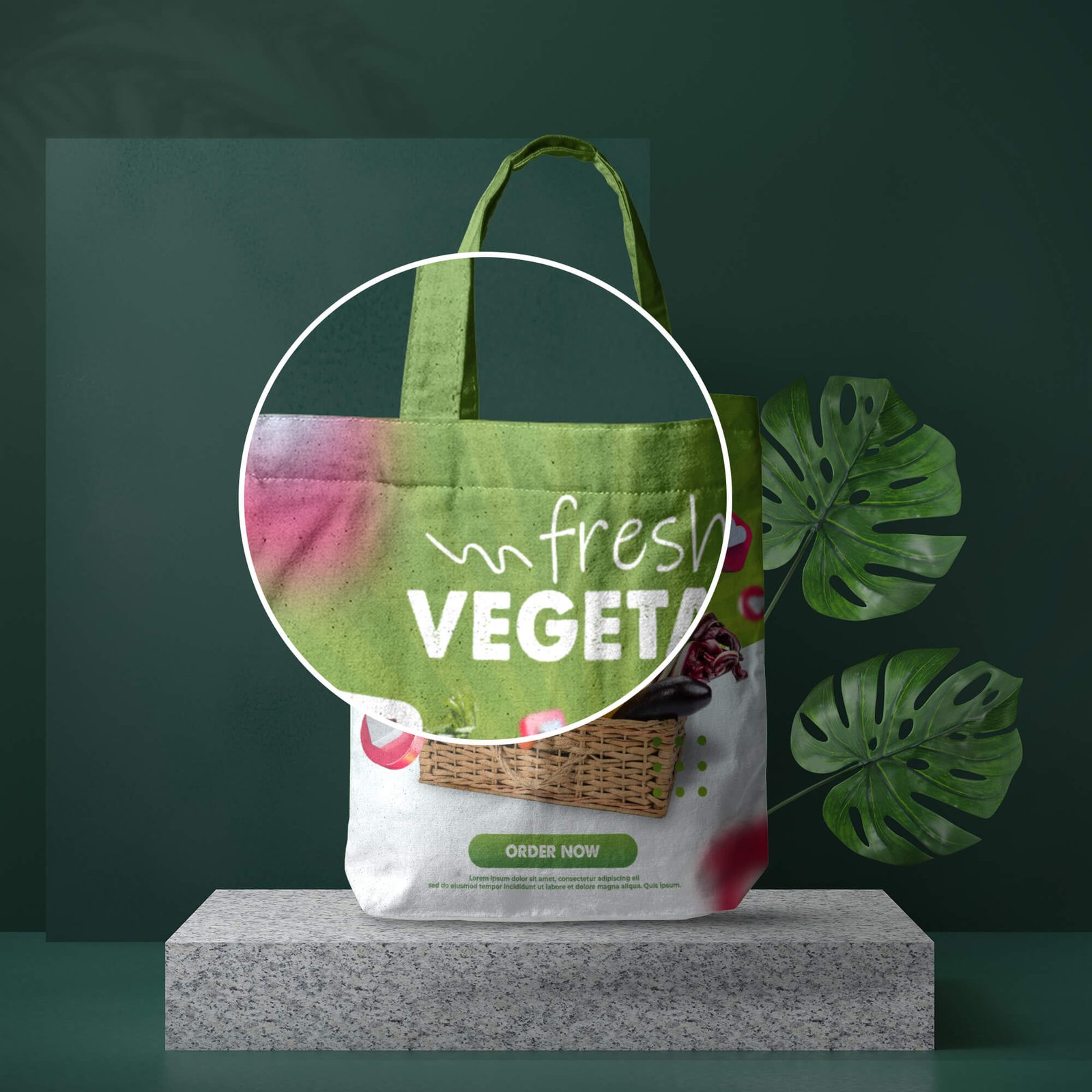 Close Up Of a Free Grocery Bag Mockup PSD Template