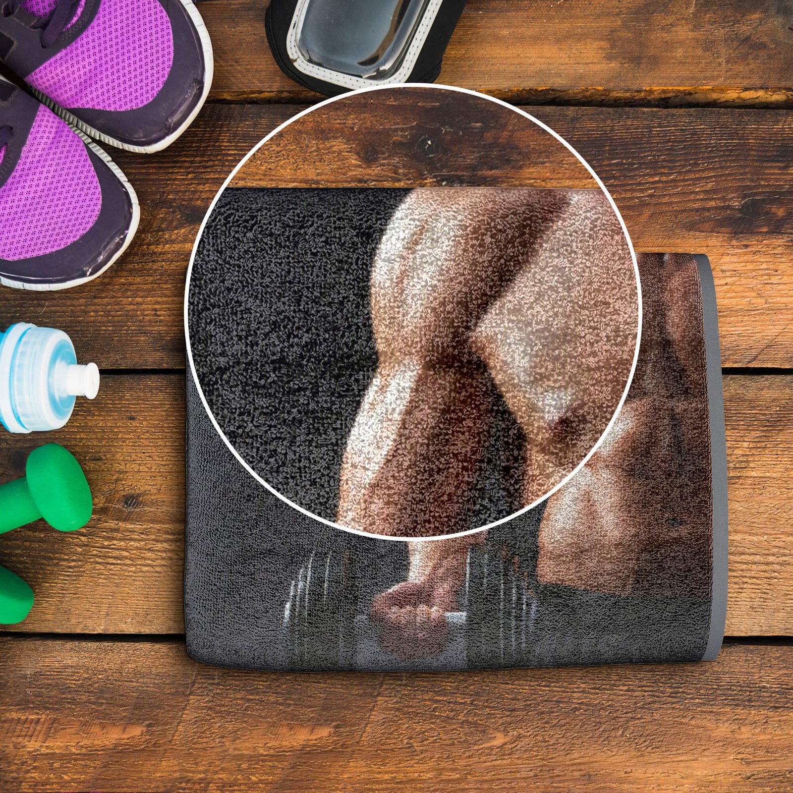 Close Up Of a Free Gym Towel Mockup PSD Template