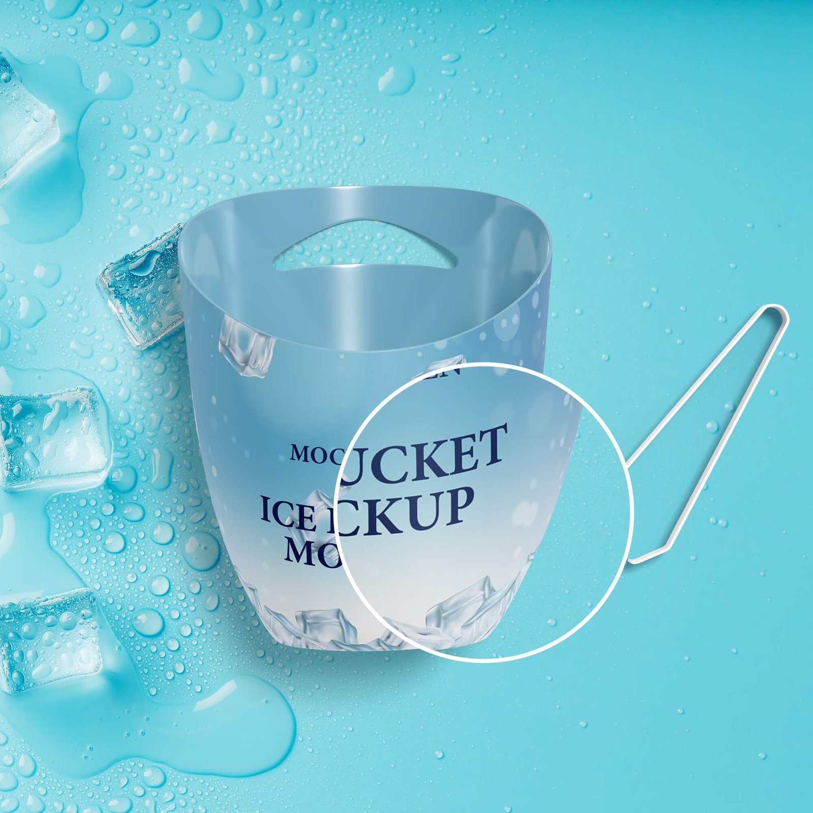 Close Up Of a Free Ice Bucket Mockup PSD Template