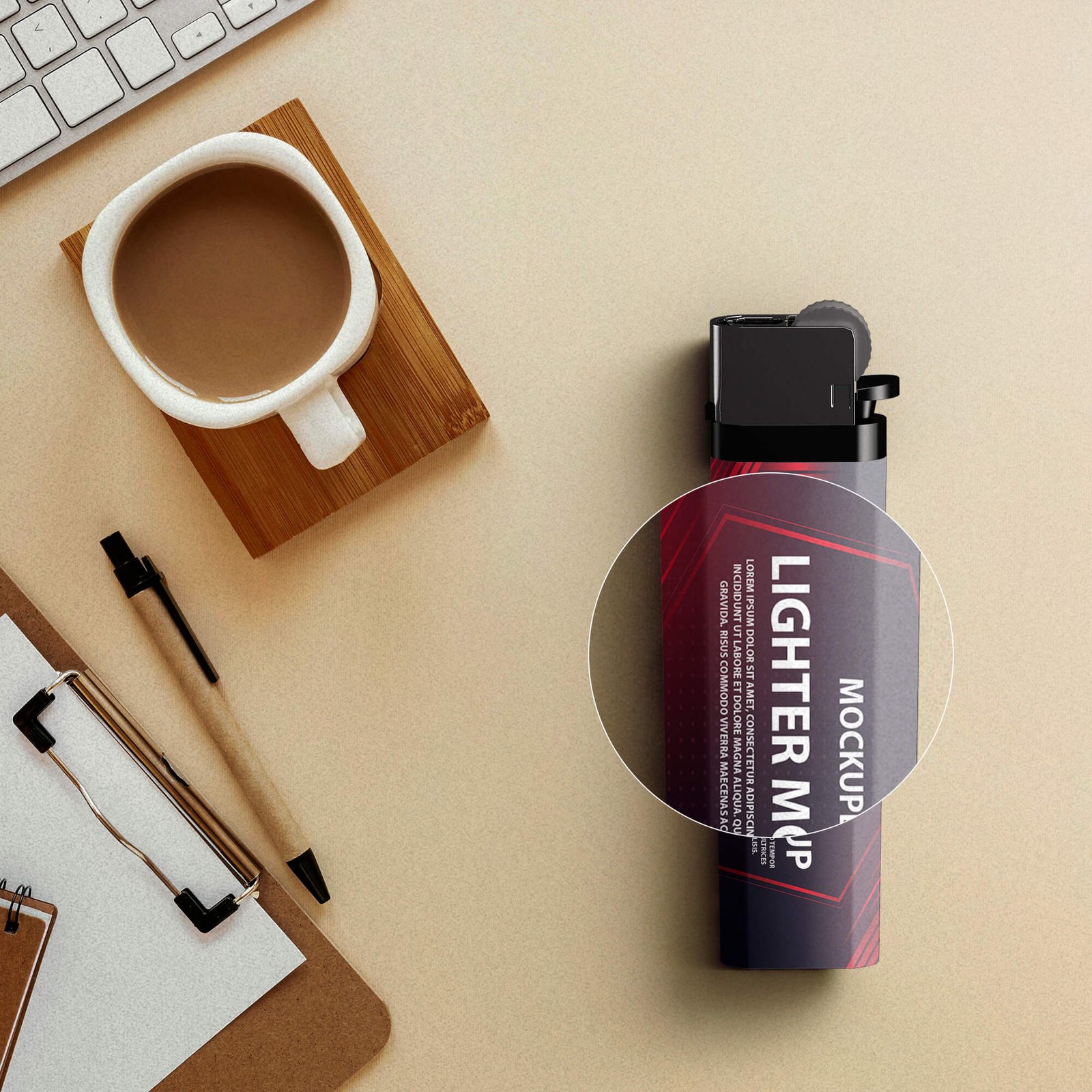 Free Lighter Mockup PSD Template