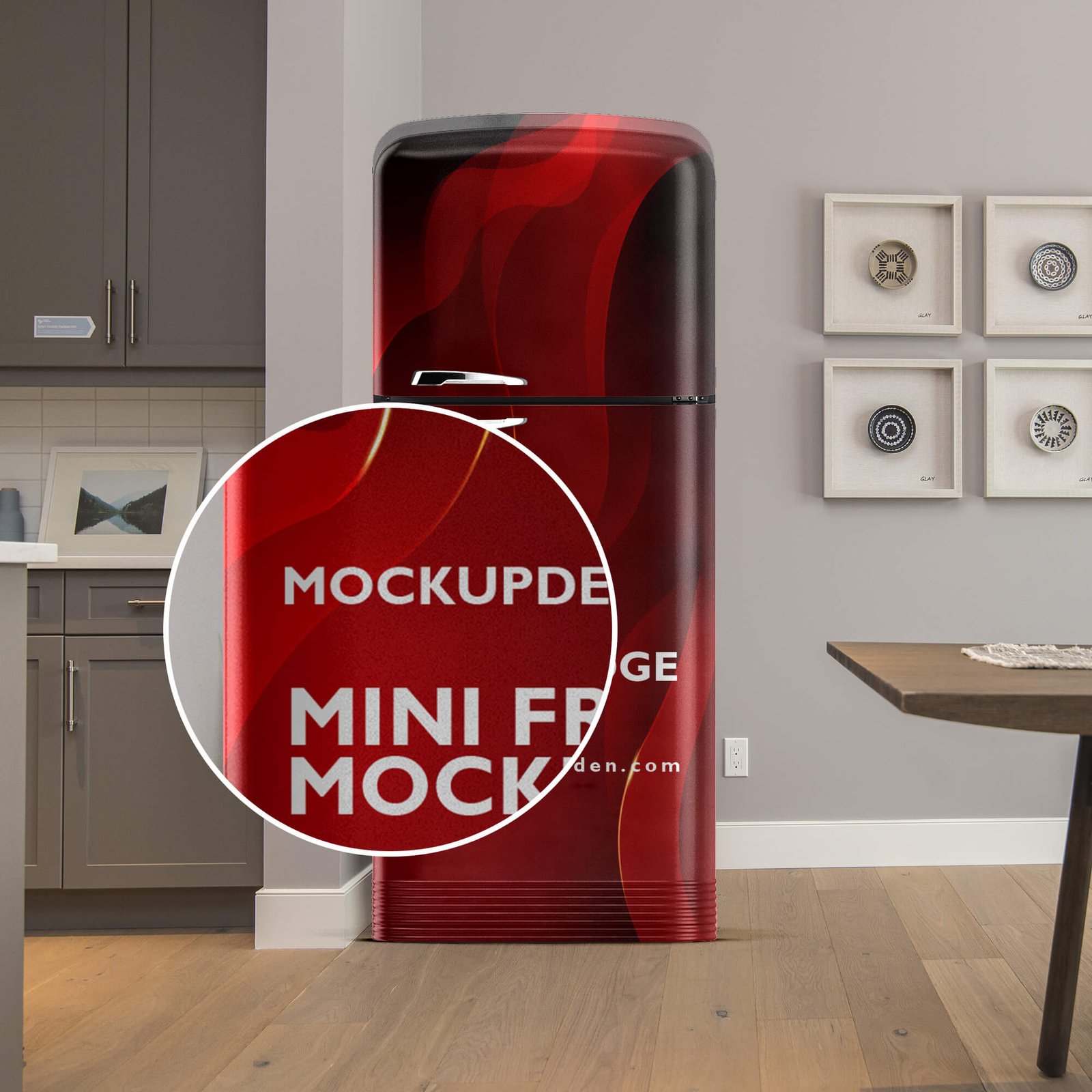 Close Up Of a Free Mini Fridge Mockup PSD Template