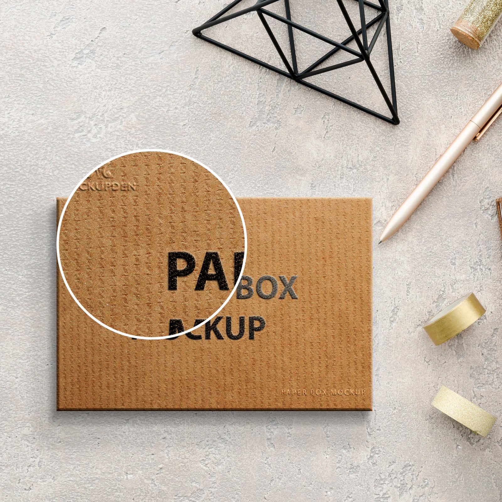 Close Up Of a Free Paper Box Mockup PSD Template