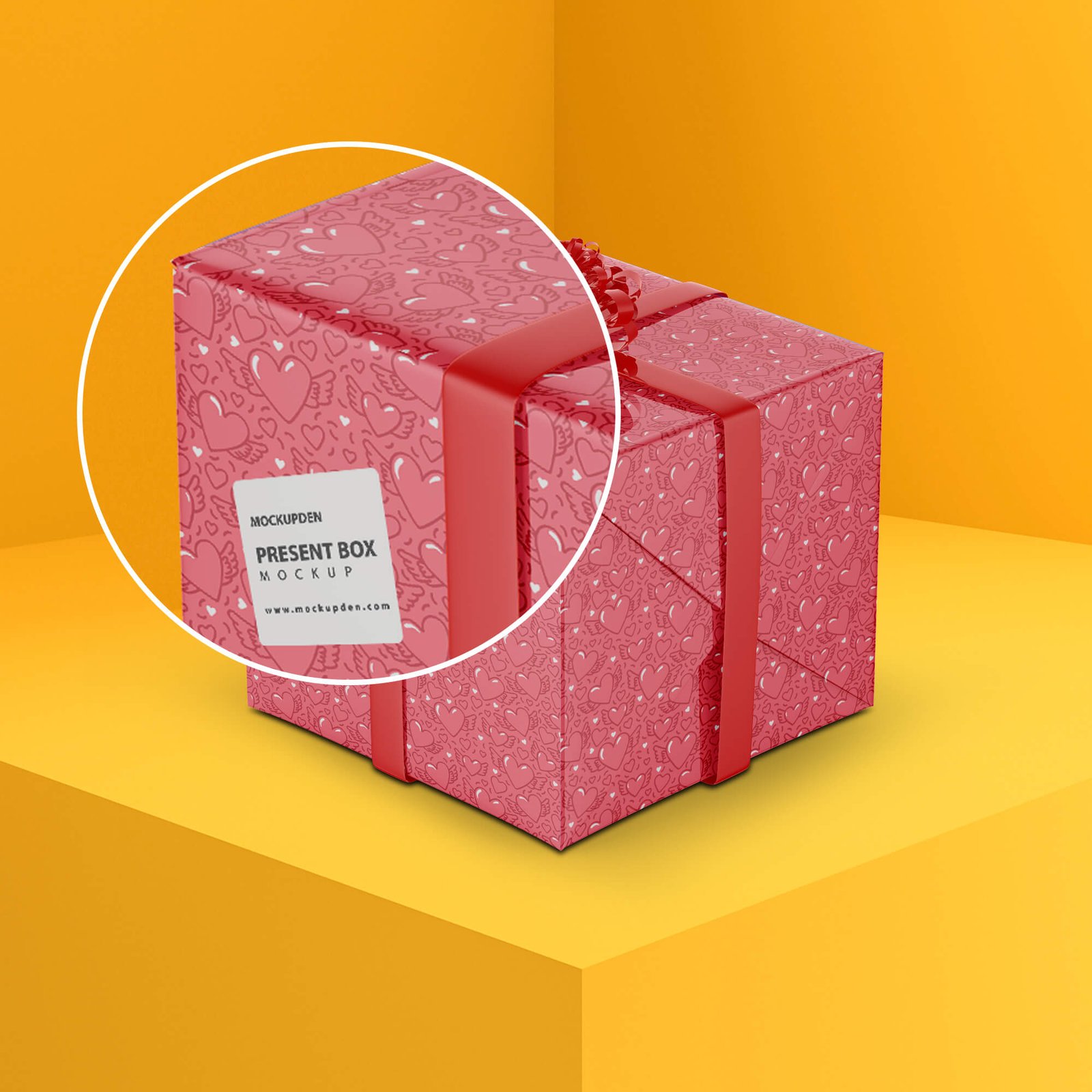 Close Up Of a Free Present Box Mockup PSD Template