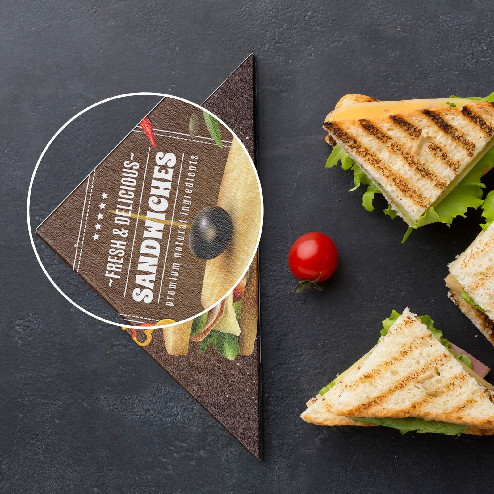 Close Up Of a Free Sandwich Mockup PSD Template