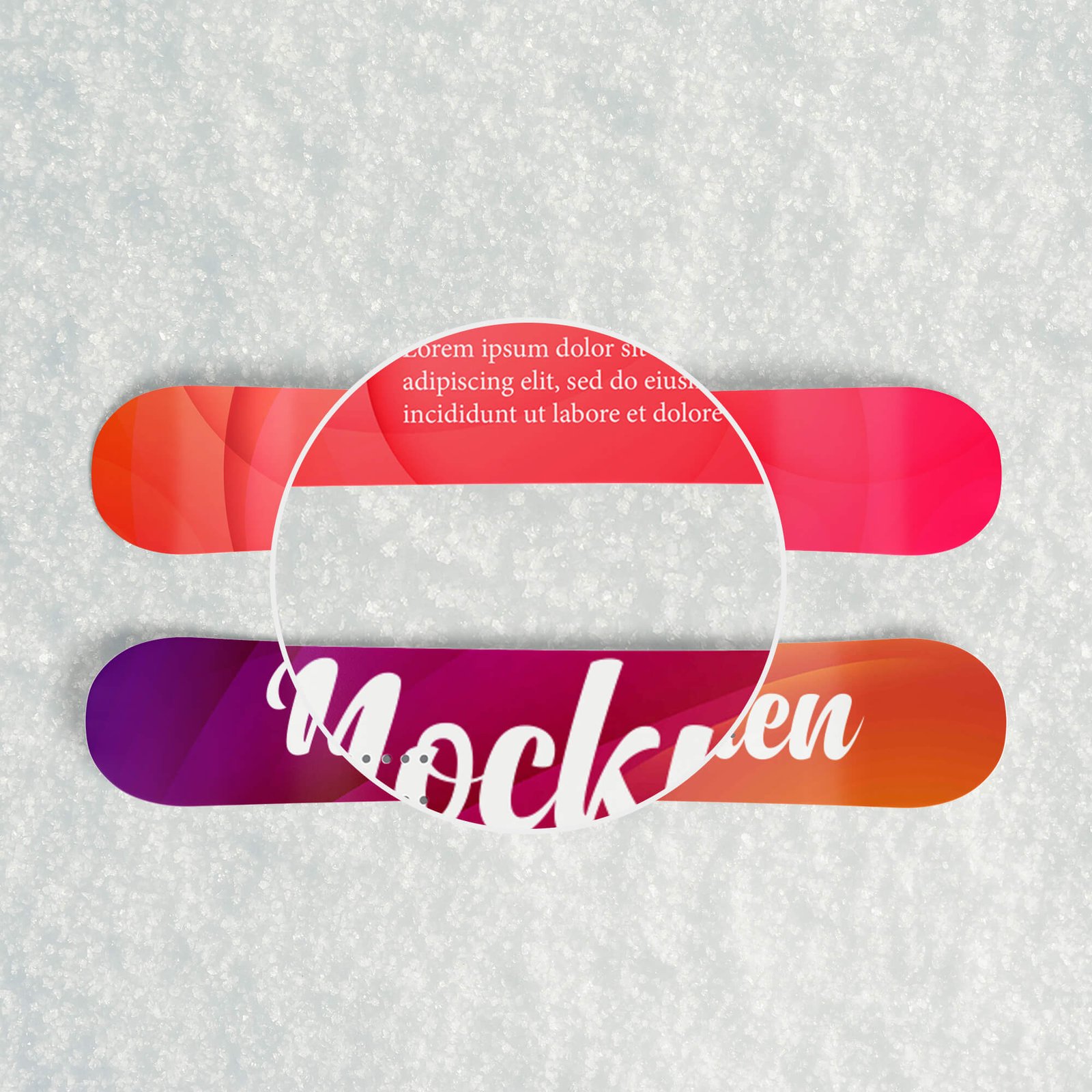 Close Up Of a Free Snowboard Mockup PSD Template