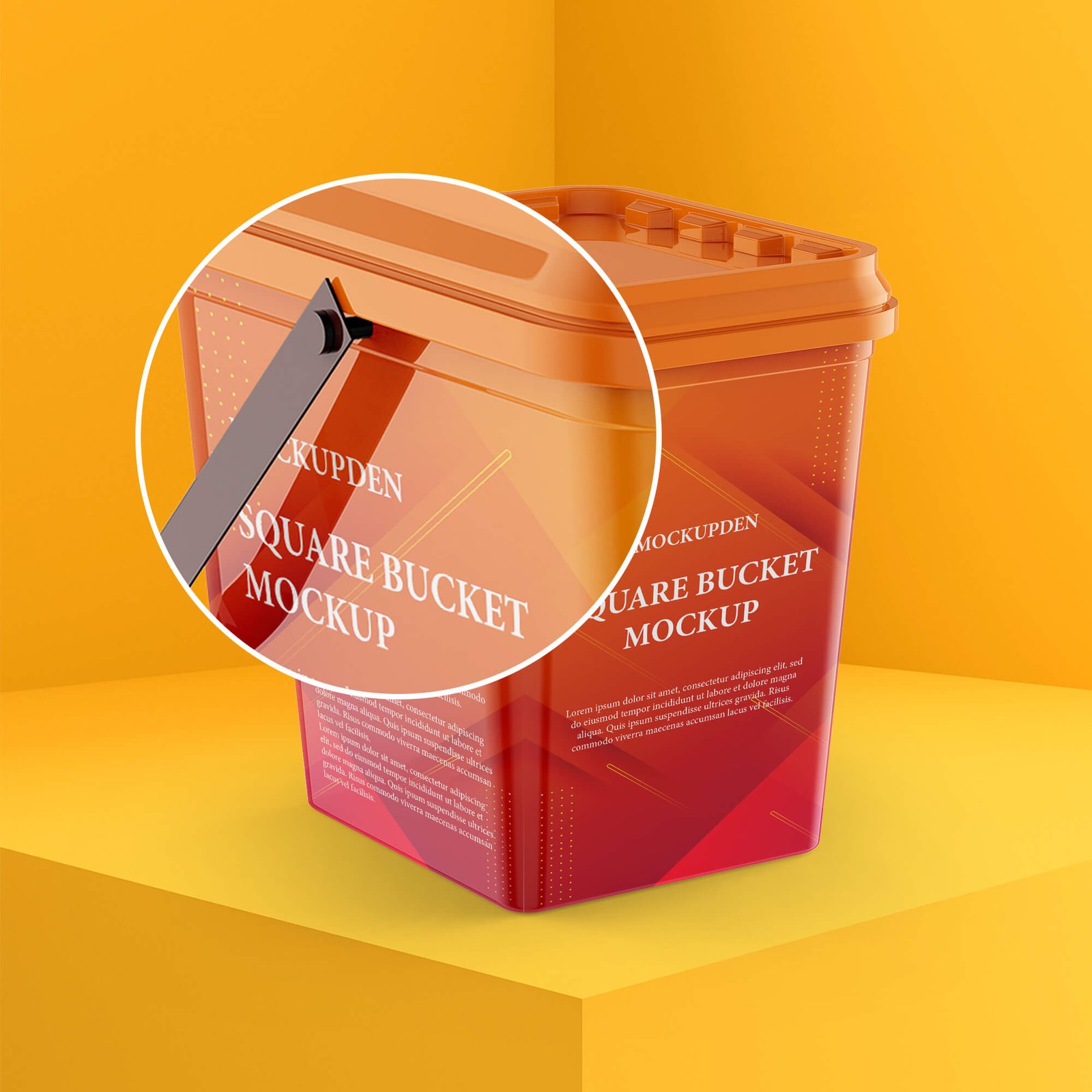 Close Up Of a Free Square Bucket Mockup PSD Template