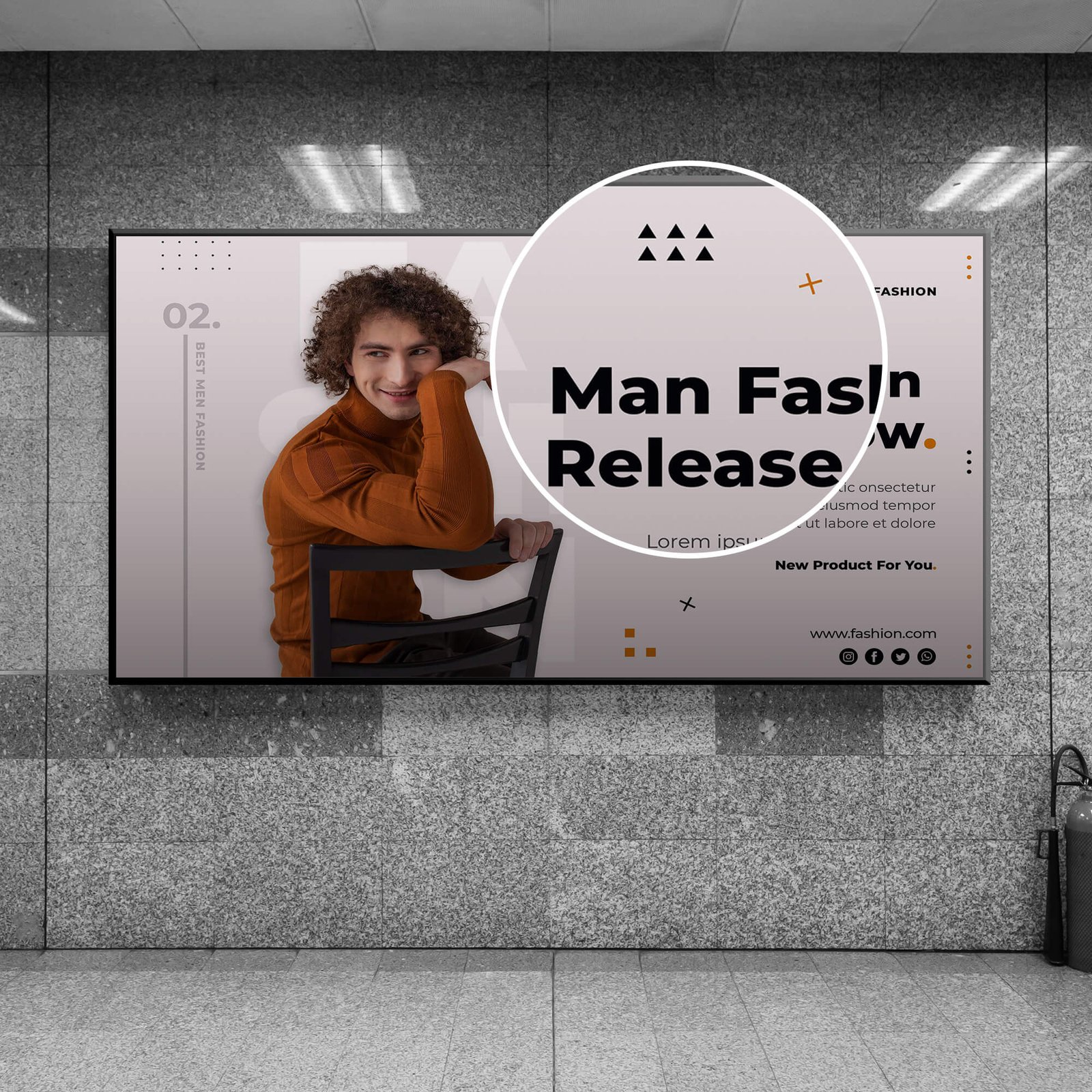 Close Up Of a Free Subway Ad Mockup PSD Template