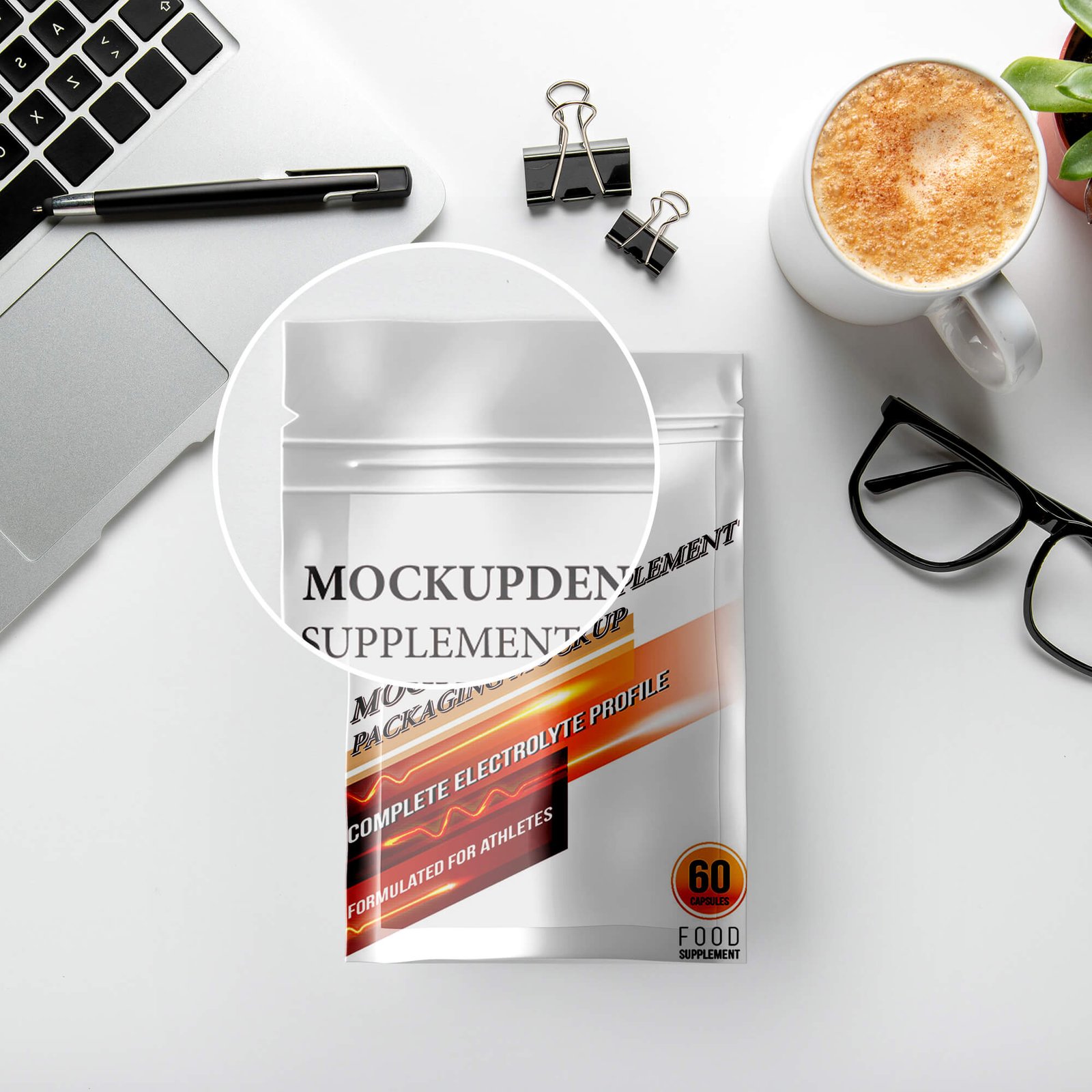 Close Up Of a Free Supplement Packaging Mockup PSD Template