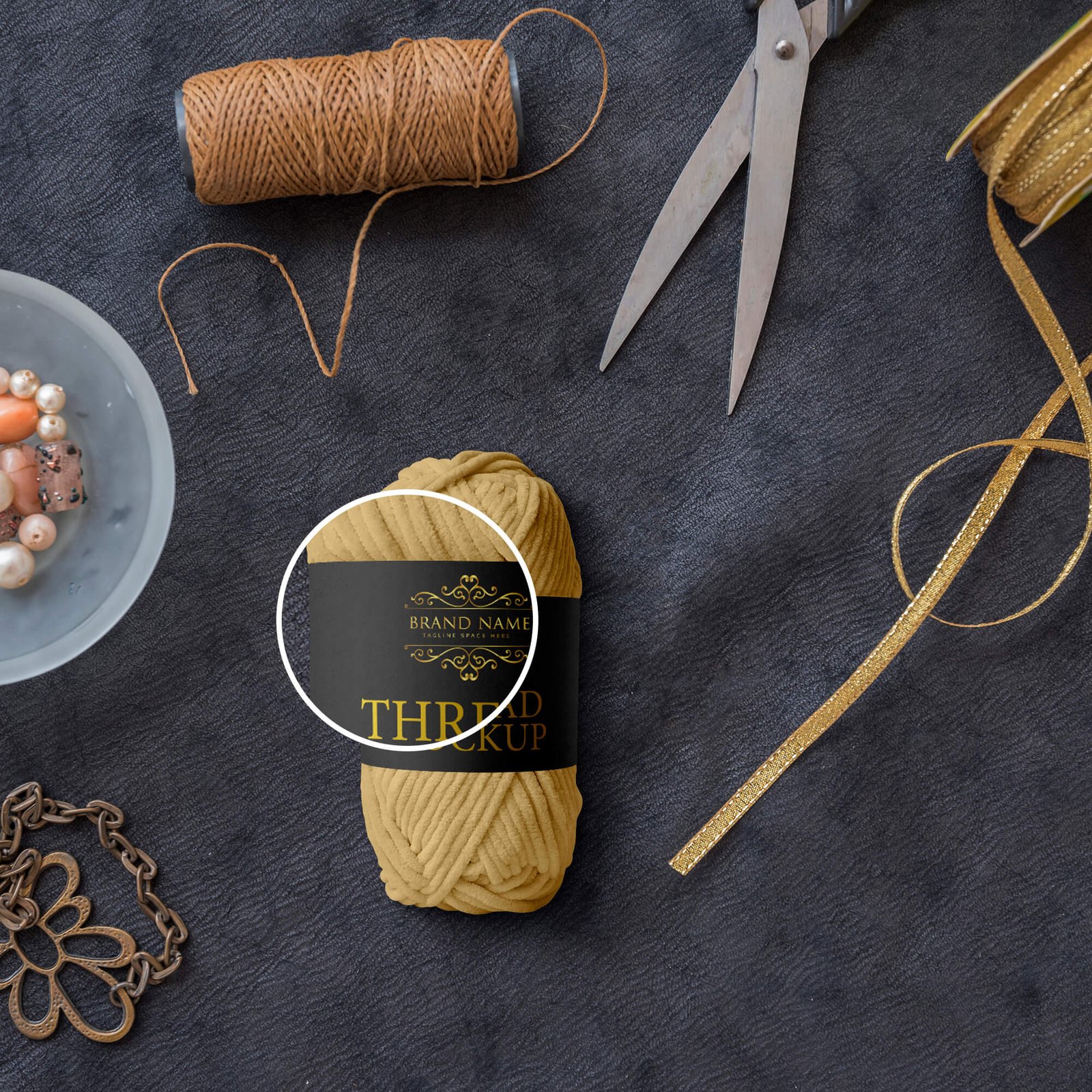 Close Up Of a Free Thread Mockup PSD Template