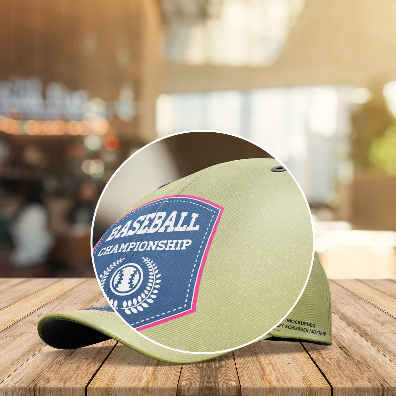 Close Up of a Free Baseball Cap Mockup PSD Template