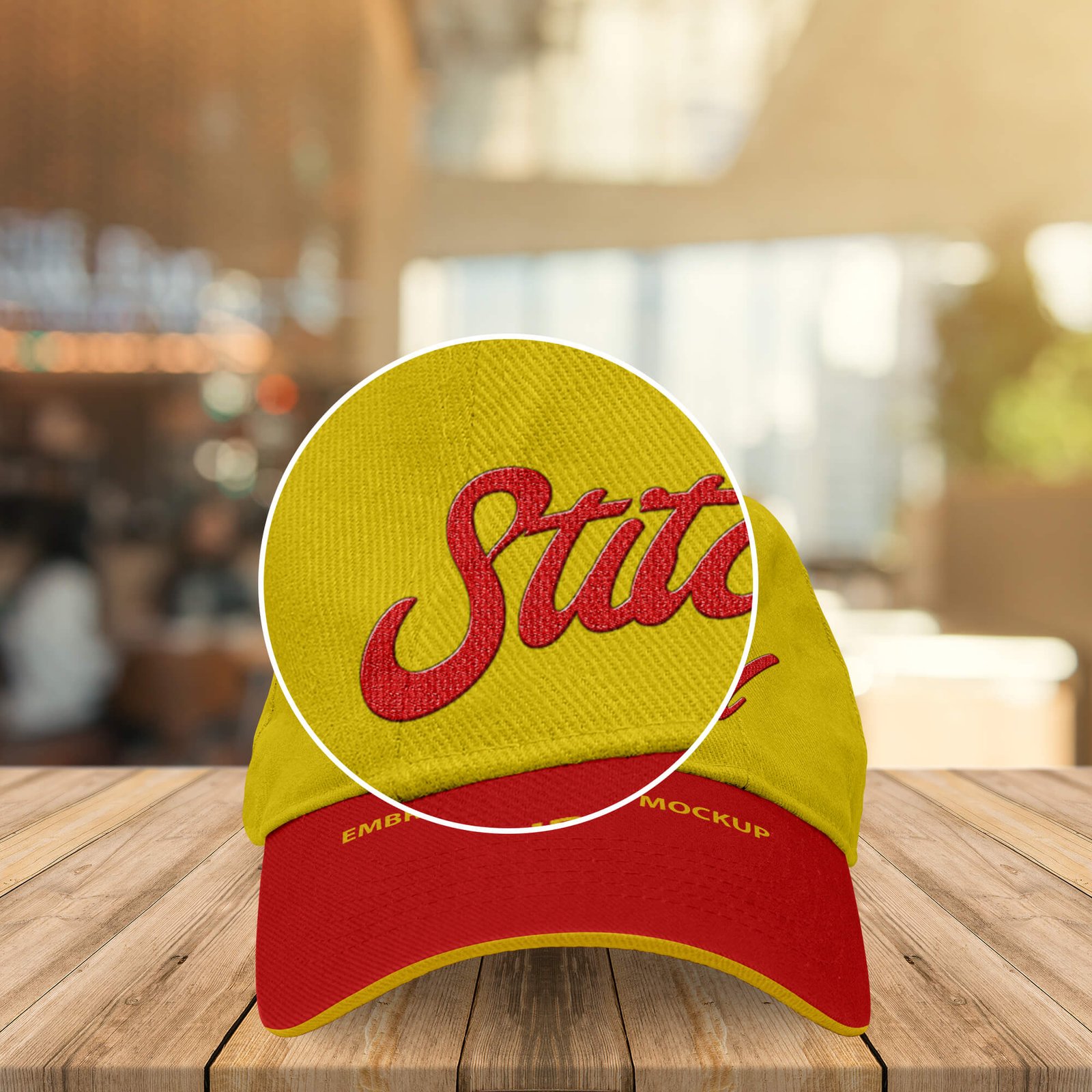 Close Up of a Free Embroidered Hat Mockup PSD Template