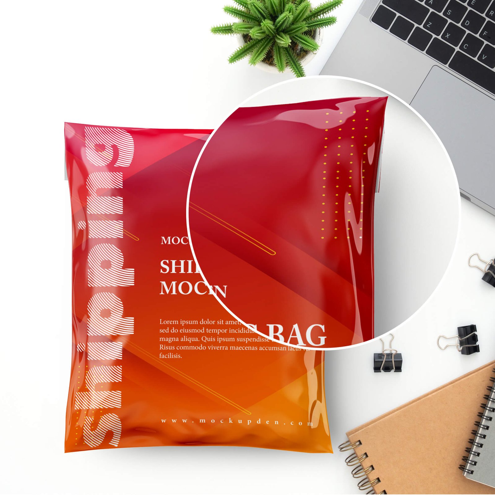 Close Up of a Free Shipping Bag Mockup PSD Template