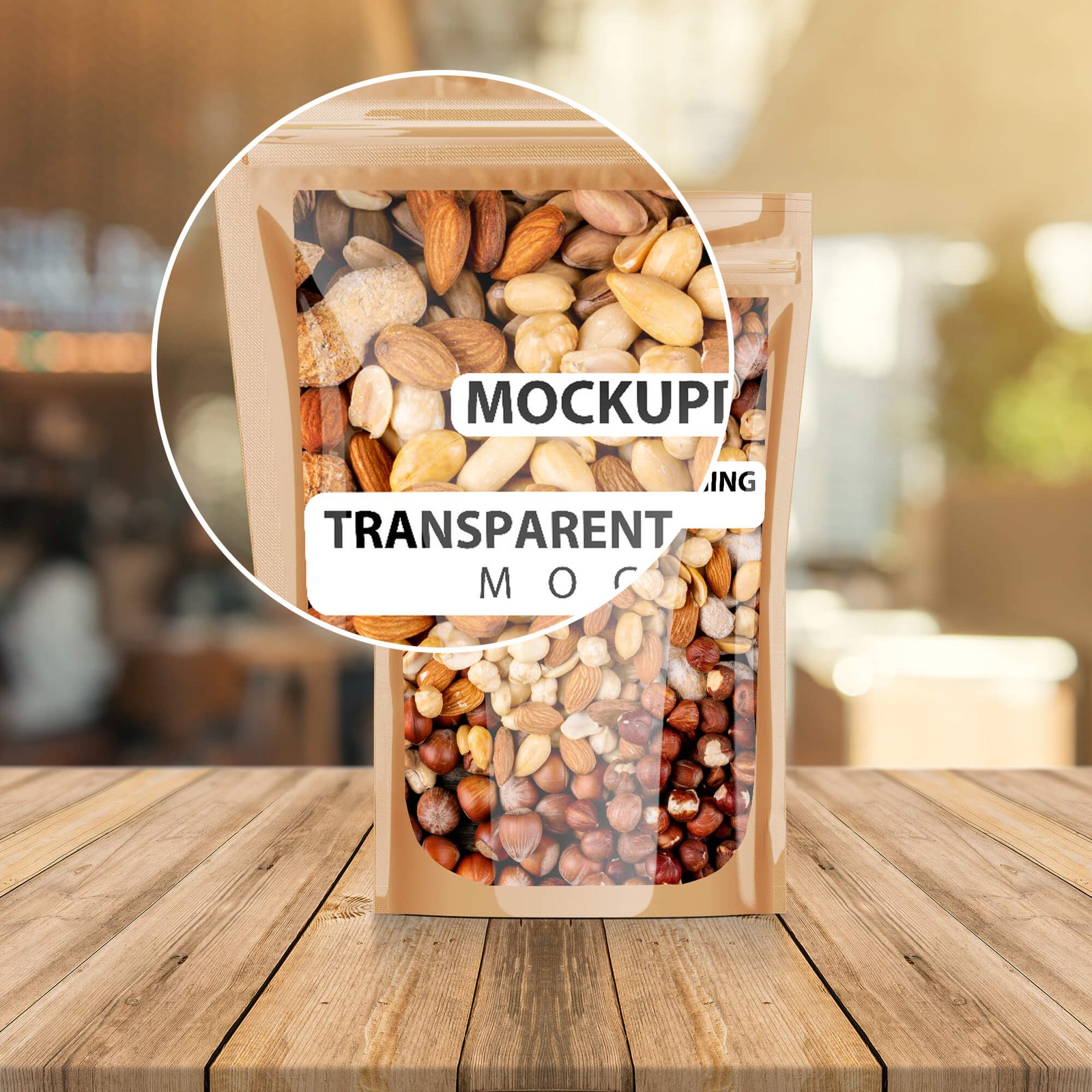 Close Up of a Free Transparent Packaging Mockup PSD Template