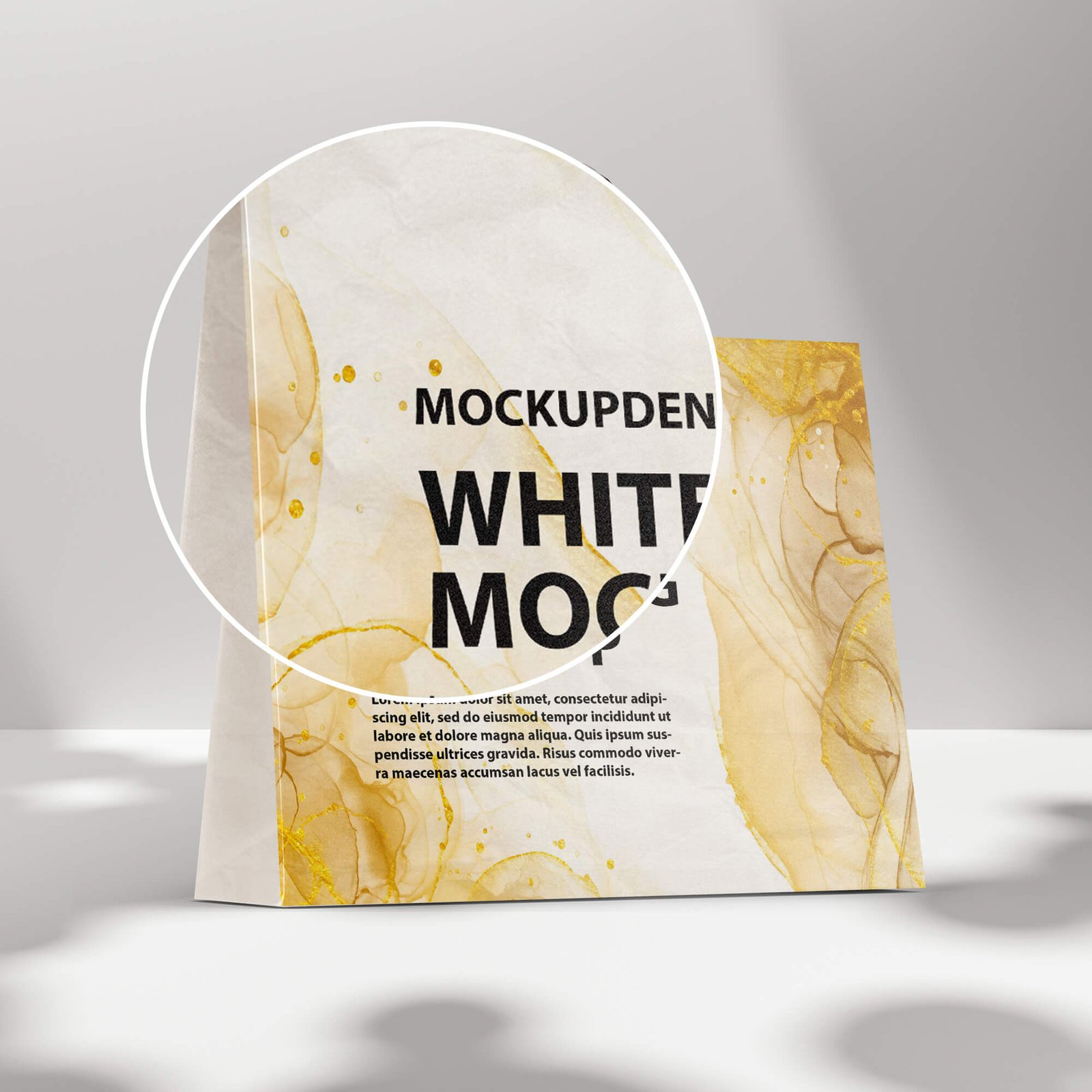 Close Up of a Free White Bag Mockup PSD Template