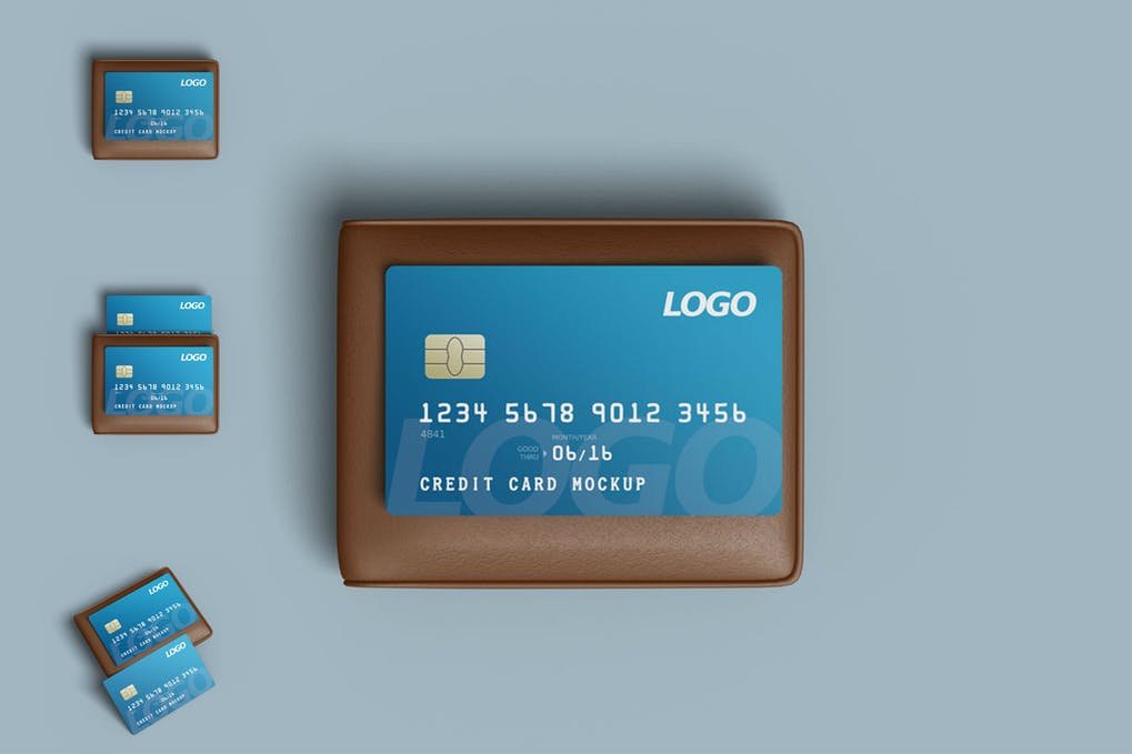 Credit card mockup with wallet