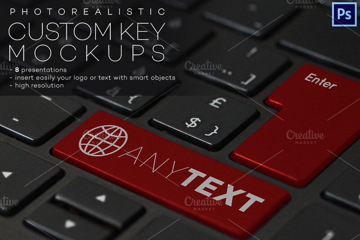 Custom Key on Keyboard Mockups