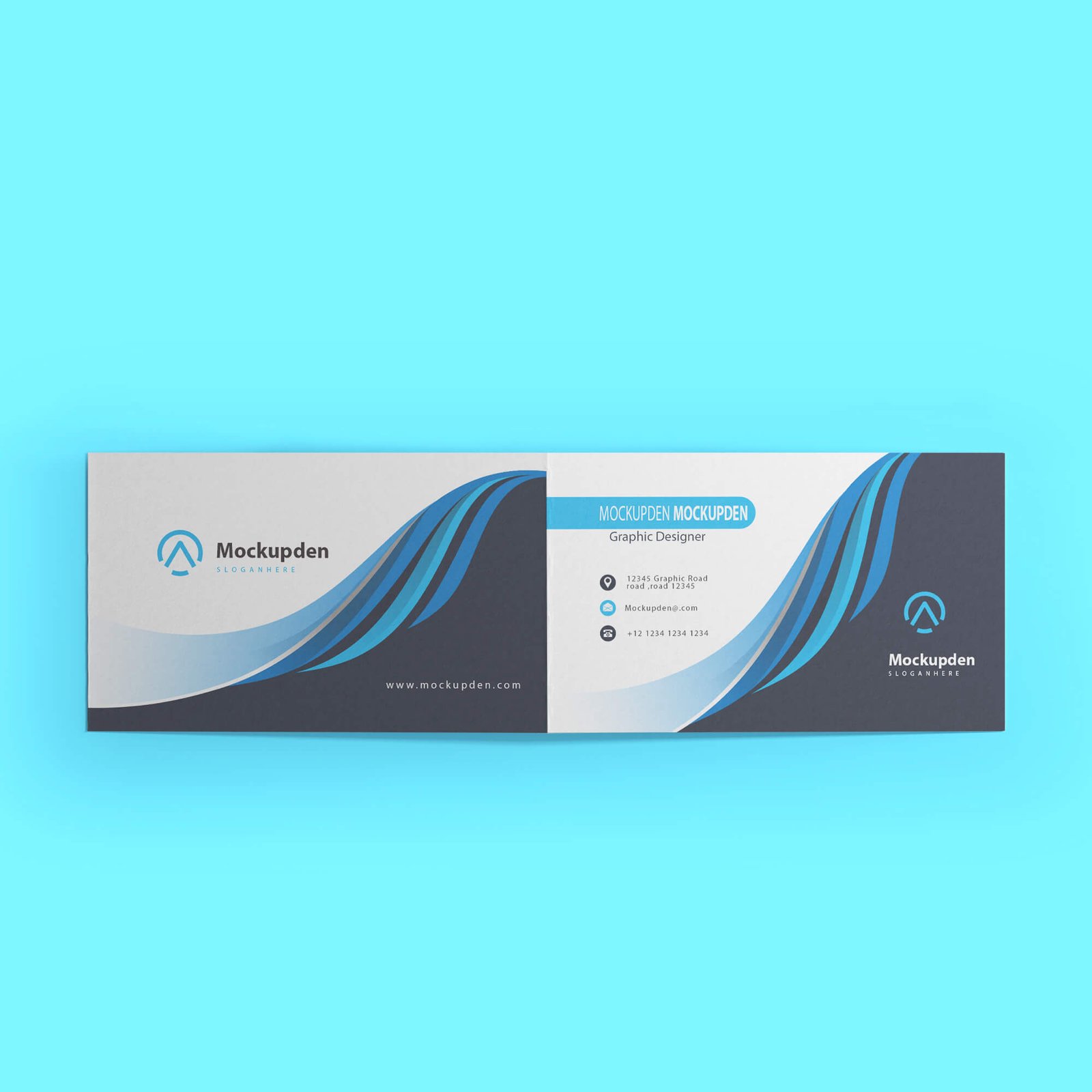 Design Free Folded Business Card Mockup PSD Template