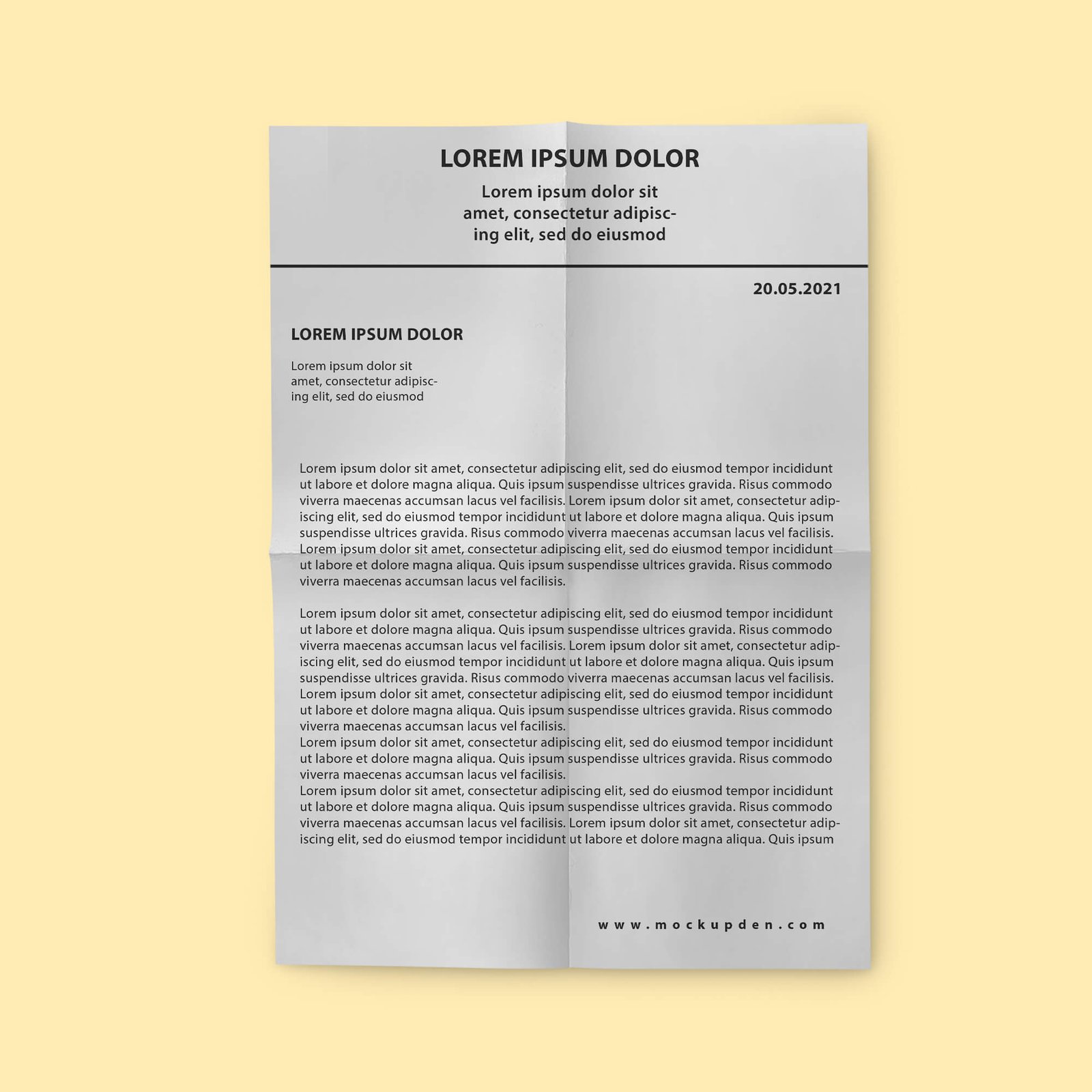 Design Free Folded Letter Mockup PSD Template
