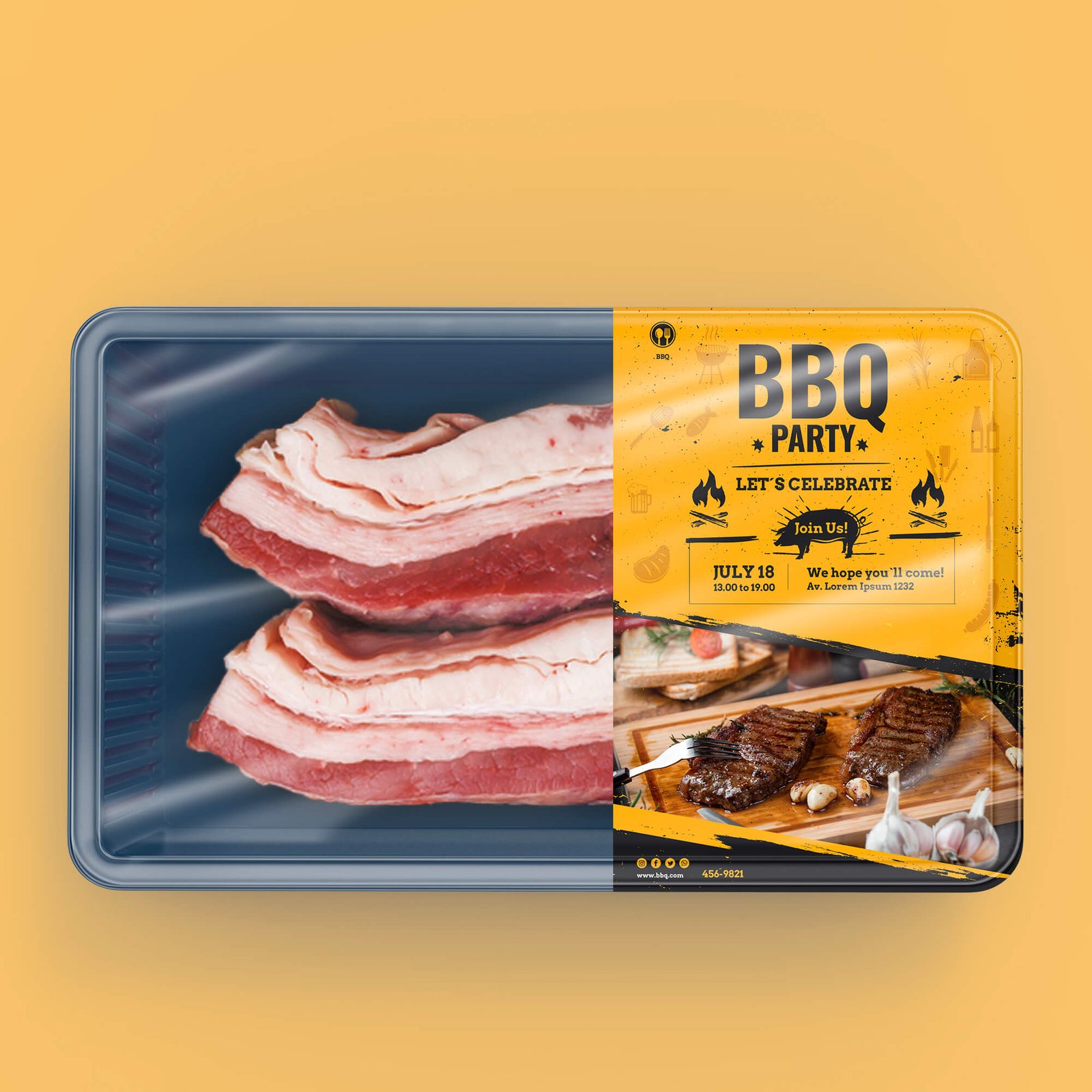 Design Free Meat Packaging Mockup PSD Template