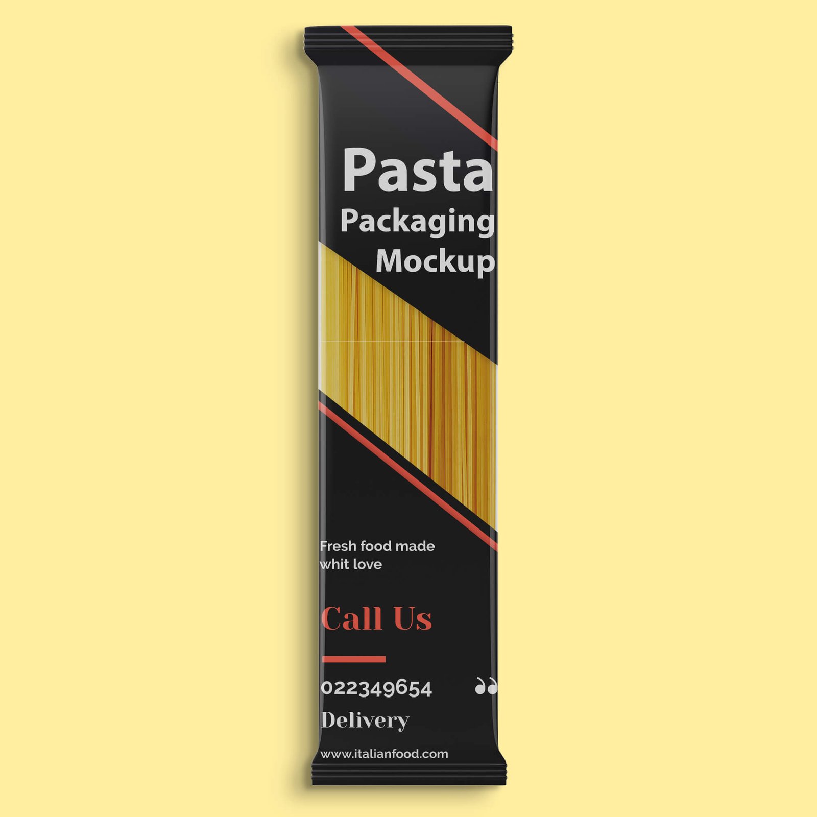 Design Free Pasta Packaging Mockup PSD Template