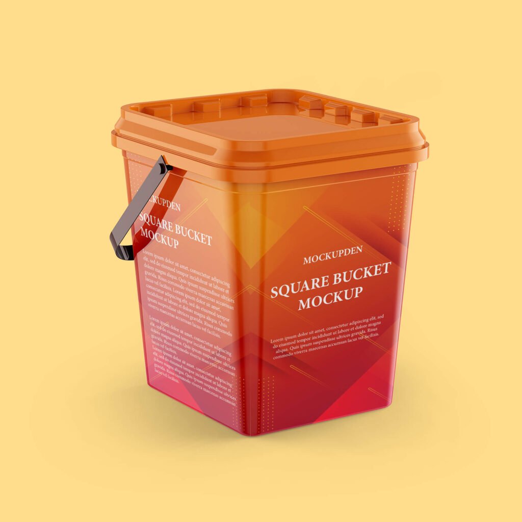 Free Square Bucket Mockup PSD